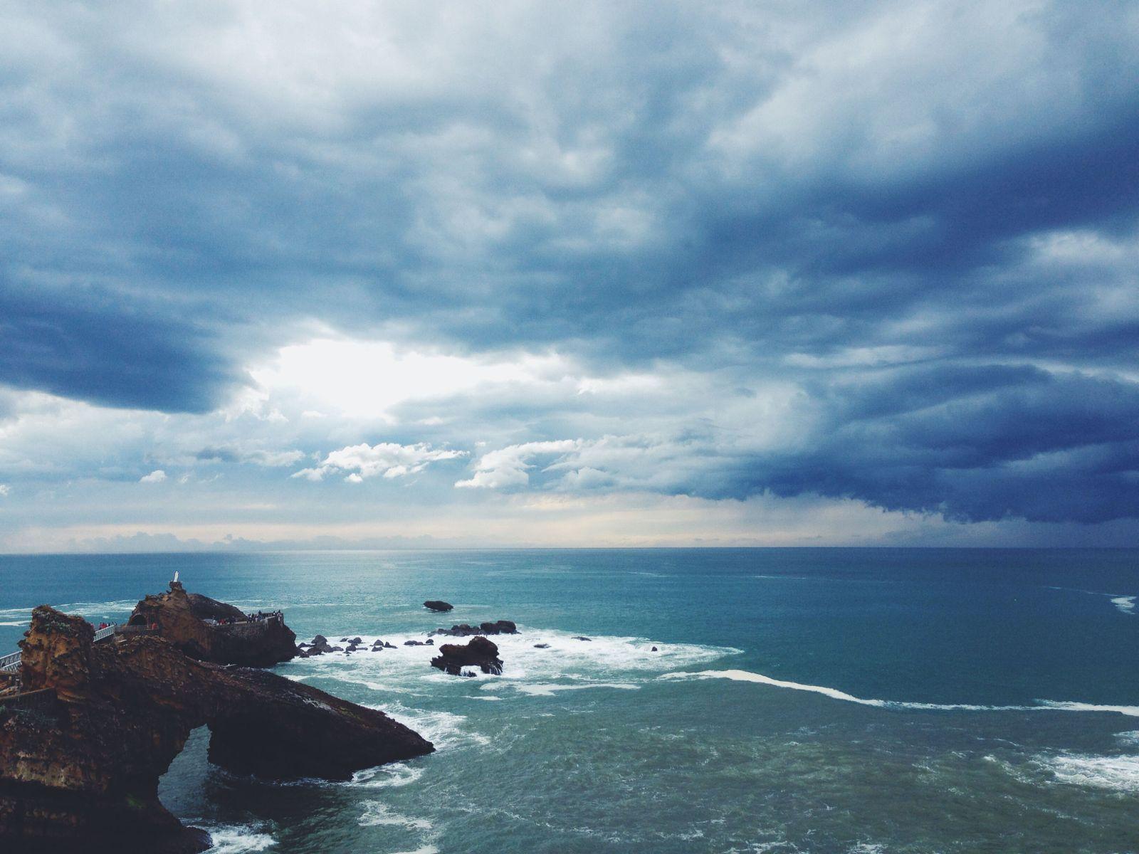 1600x1200 Sky Sea Ocean Clouds Rocks Public .