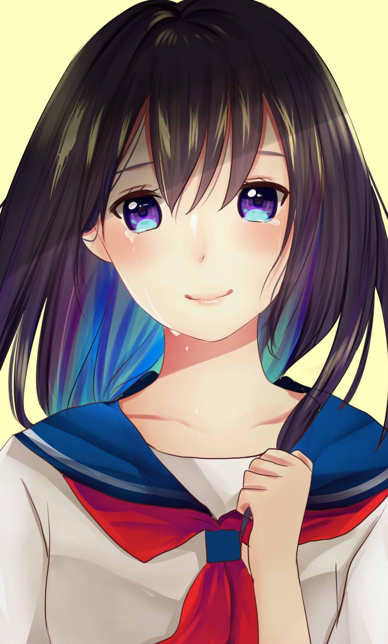 1280x2120 Download 1280x2120 wallpaper cute, anime girl, crying, school dress, iphone 6 plus, 1280x2120 HD image, background, 2285