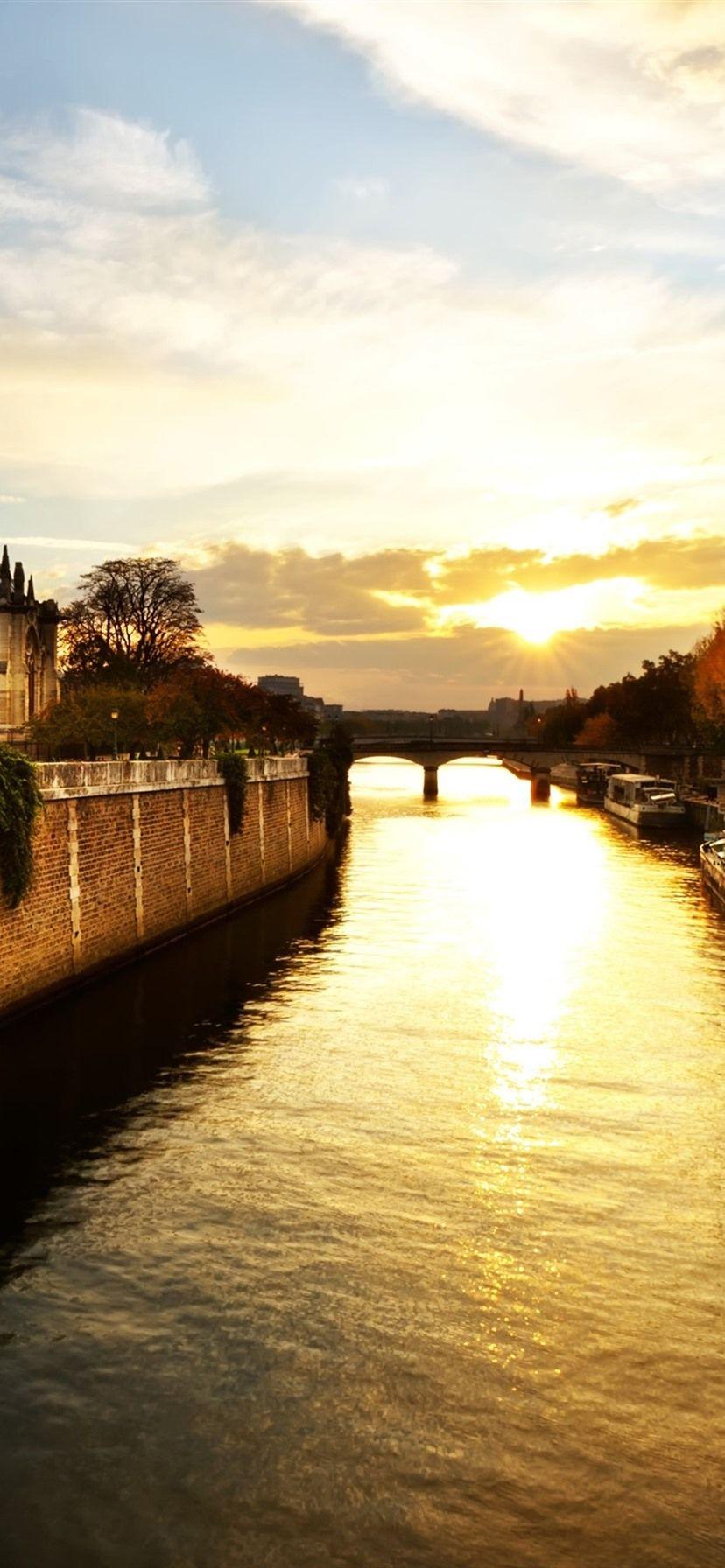 828x1792 Notre Dame, Paris, France, Trees, River .best