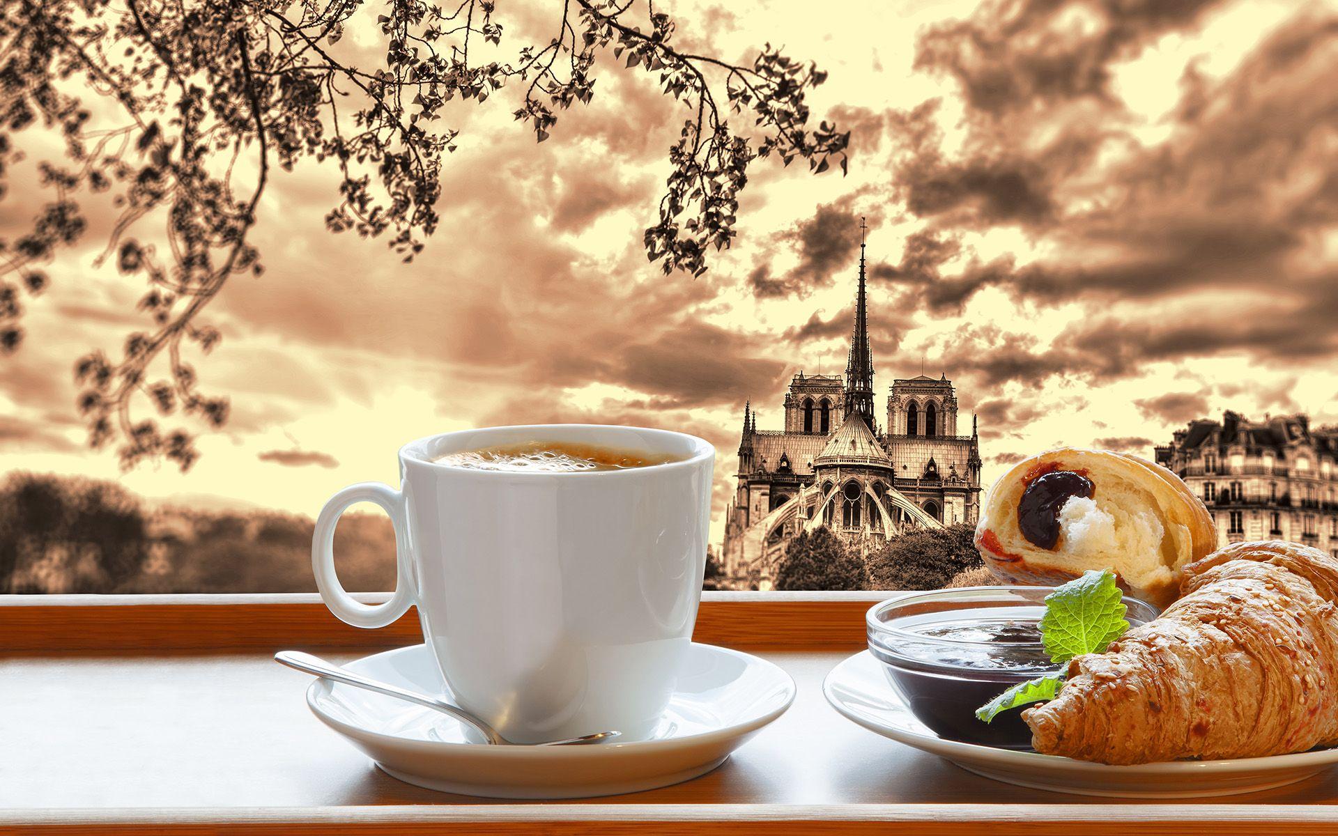 1920x1200 Coffee Croissant France Paris Cup .