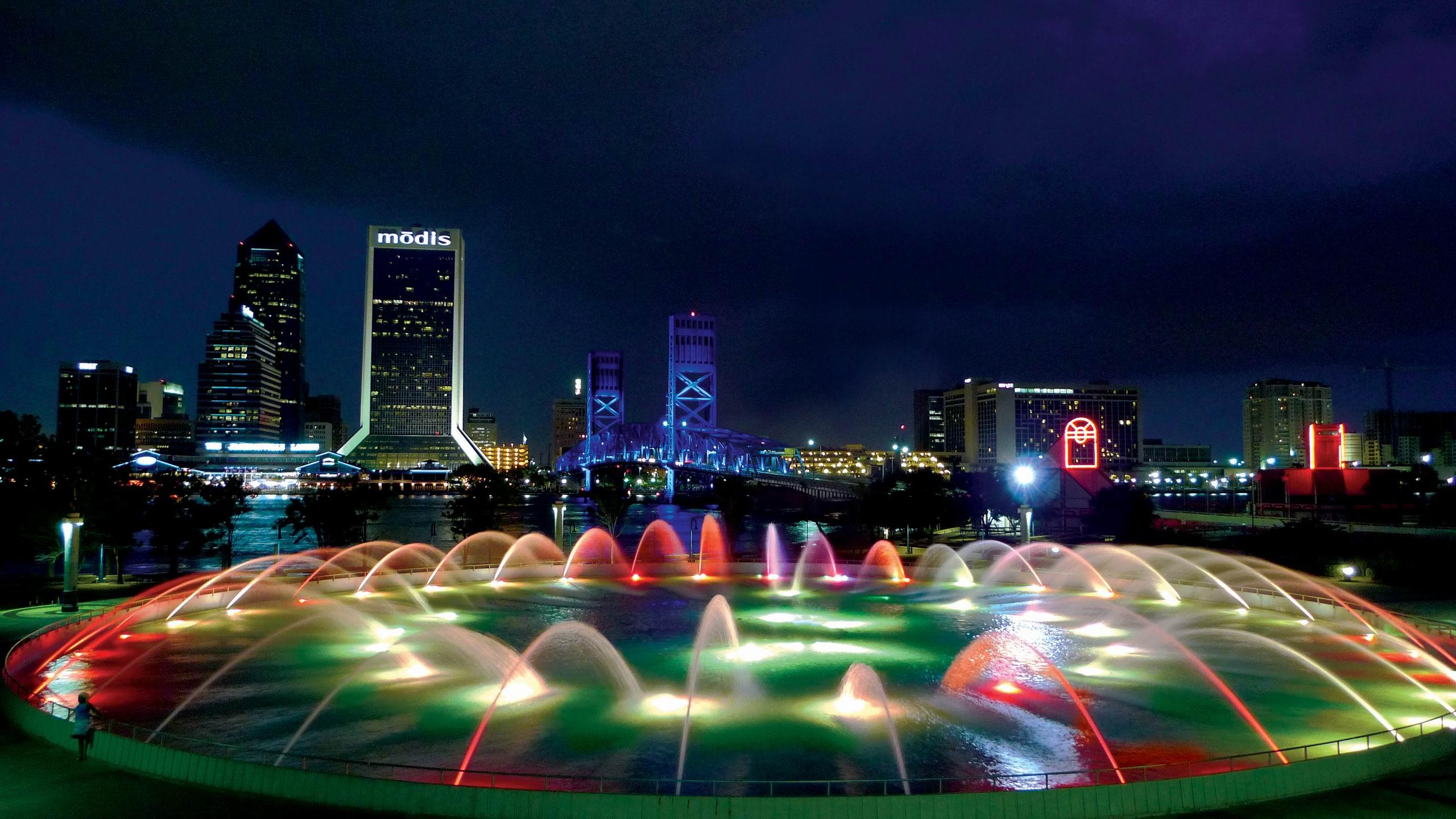 2560x1440 Downtown Jacksonville Skyline Florida .