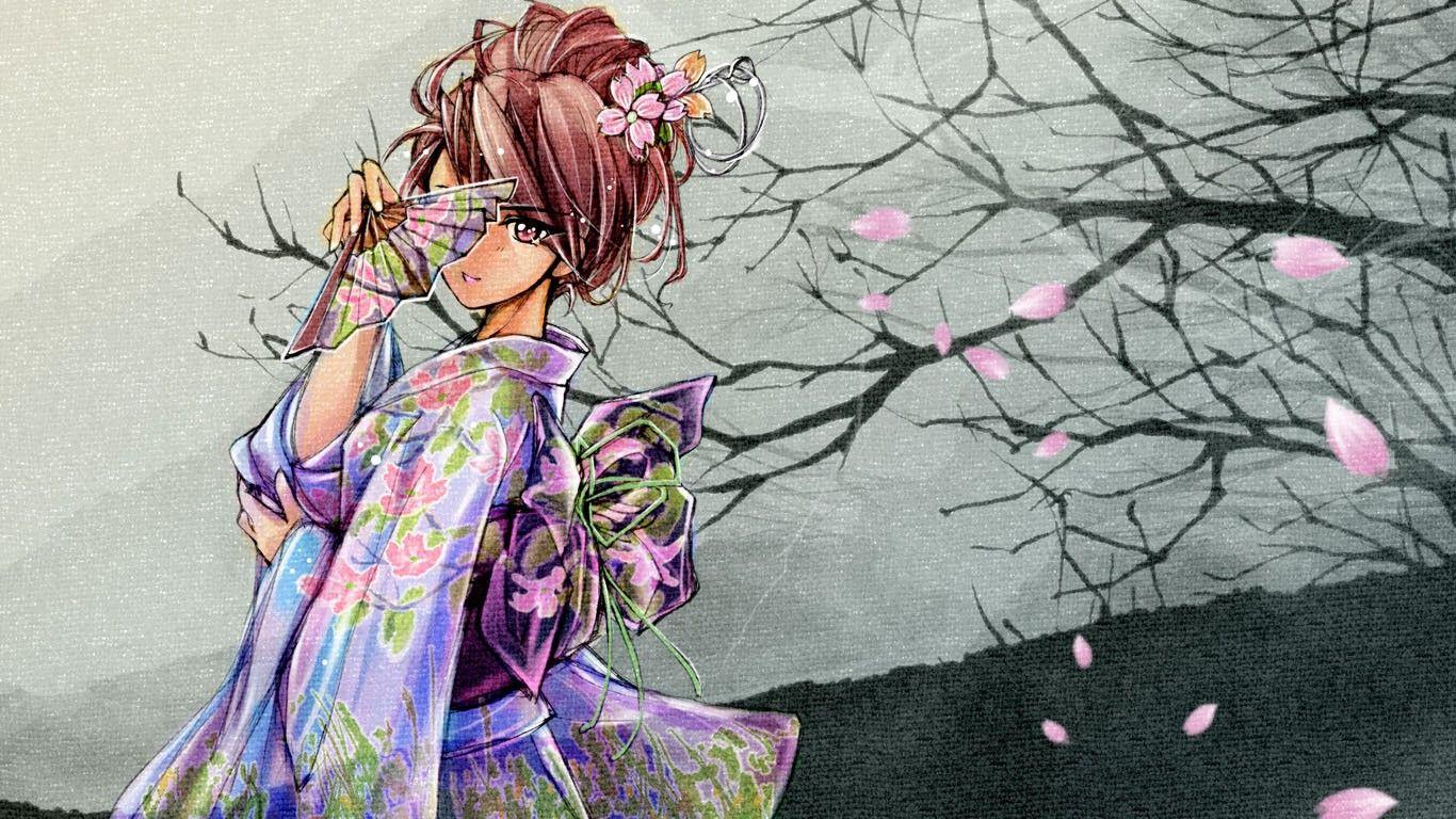 1366x768 sakura tree gif con Google. Wallpaper