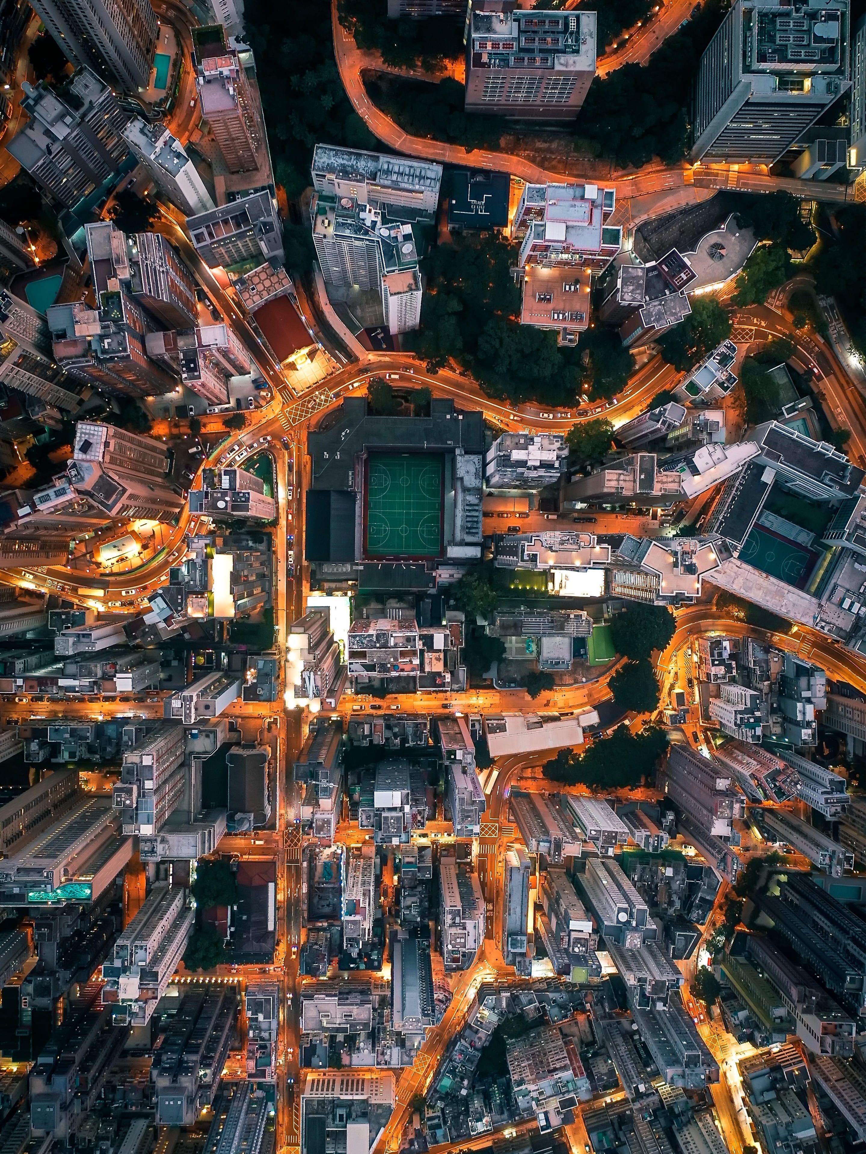 2880x3840 City aerial view wallpaper