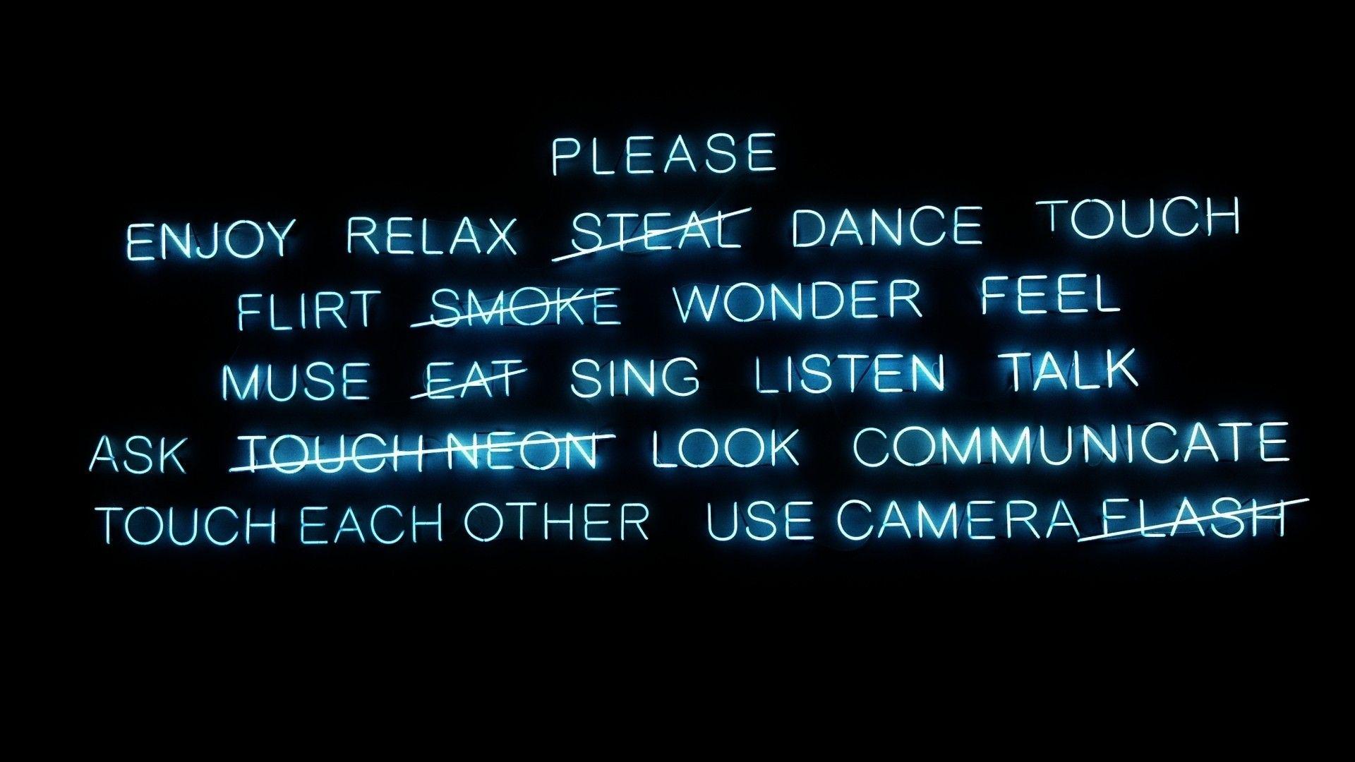 1920x1080 text, signs, typography, neon lights, neon art, black background wallpaper