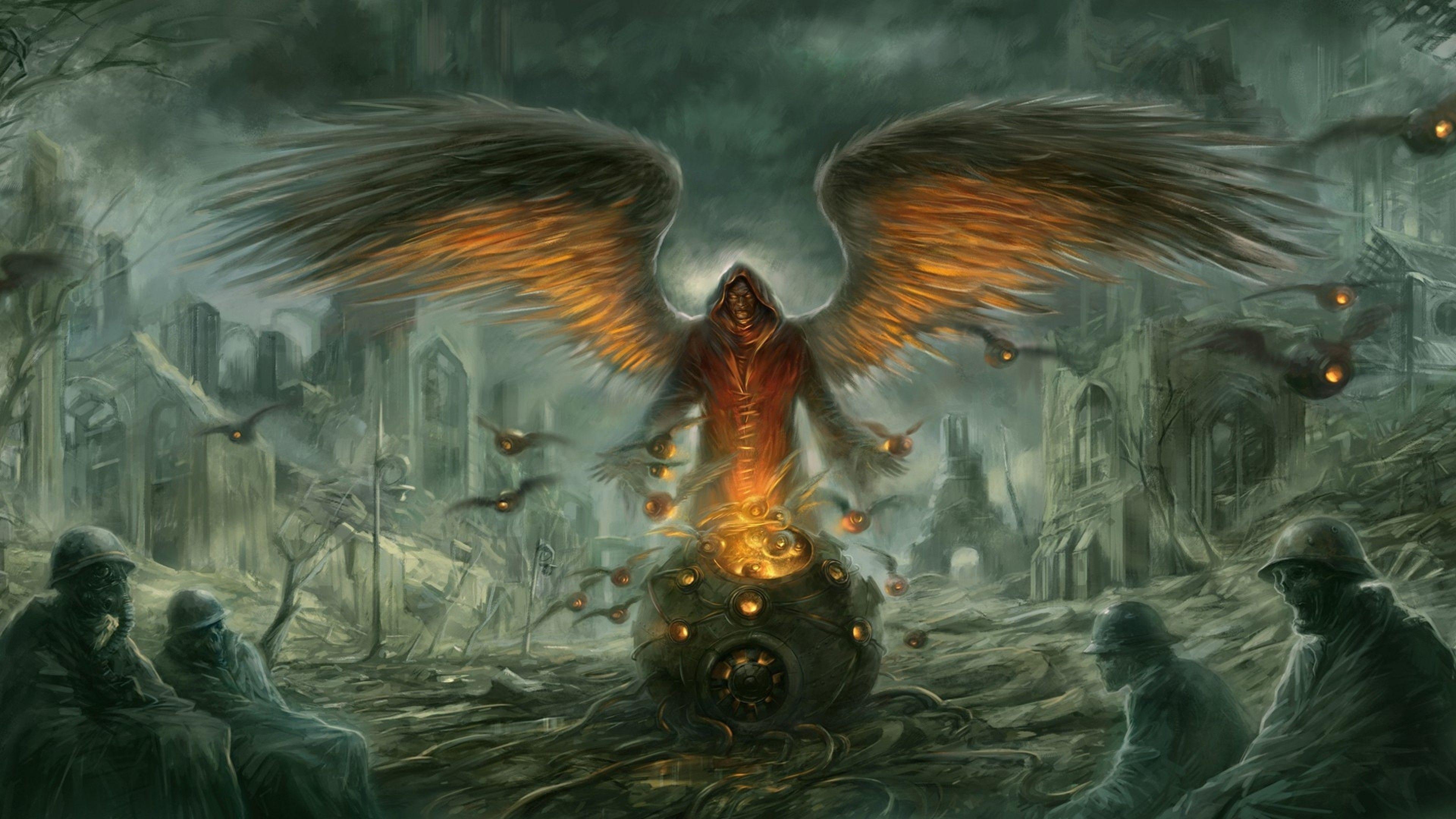 3840x2160 Download 3840x2160 Angel, Skull .