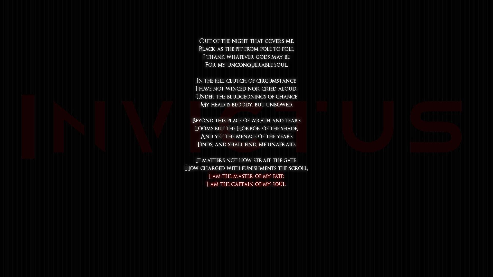 1920x1080 Invictus Black quotes poems statement .