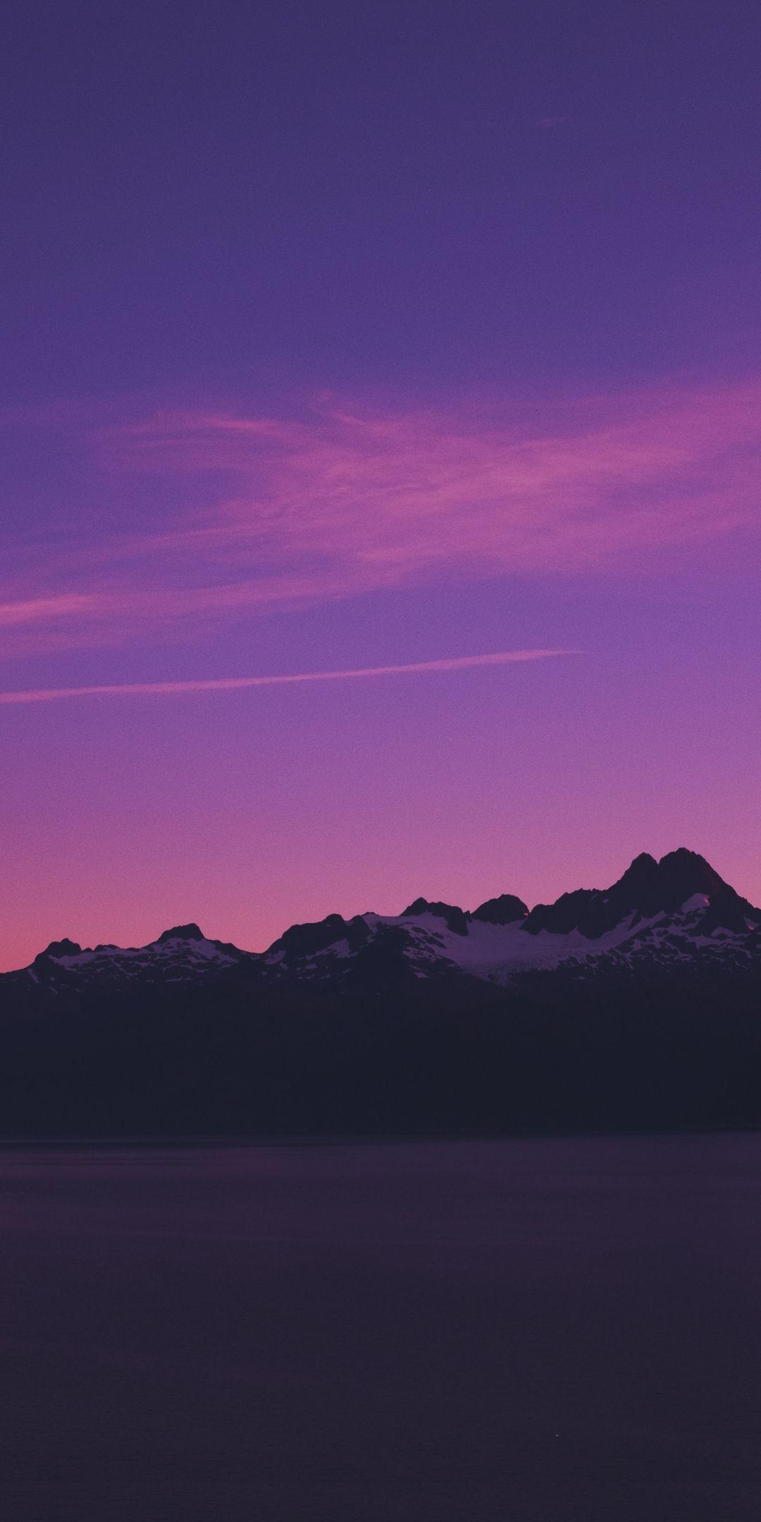 1080x2160 Horizon, mountains, pink sky, sunset .com