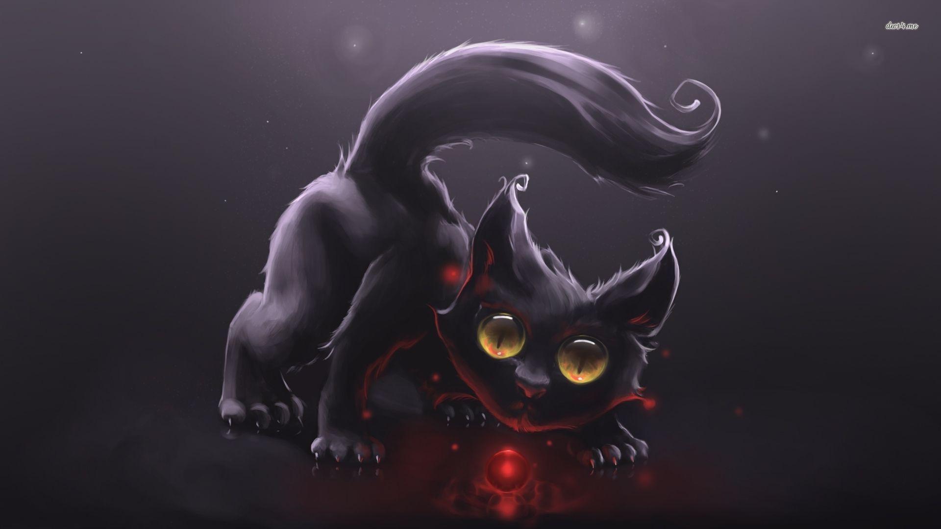1920x1080 Cute Anime Black Cat .