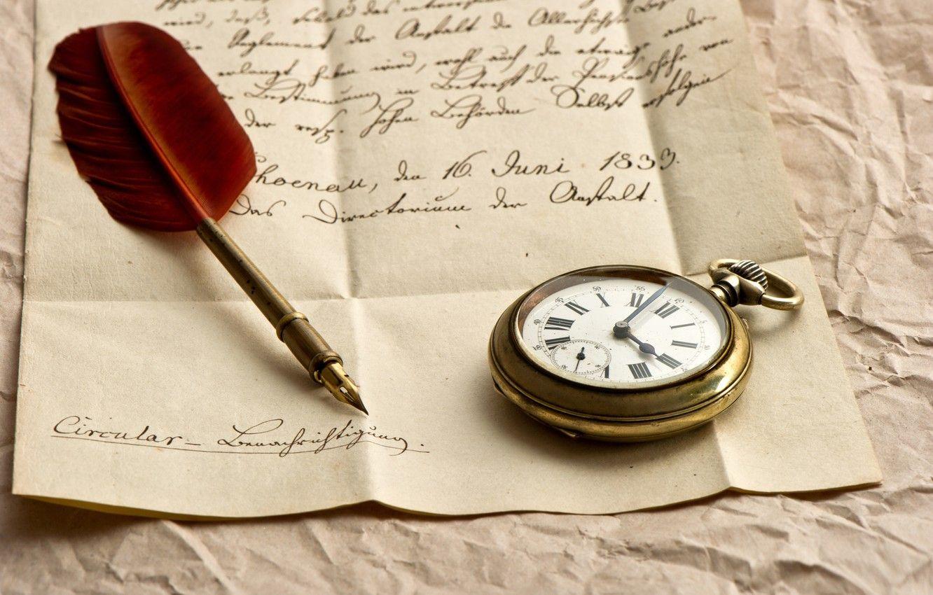 1332x850 Wallpaper letter, paper, watch, handle, ink, pen image for desktop, section разное