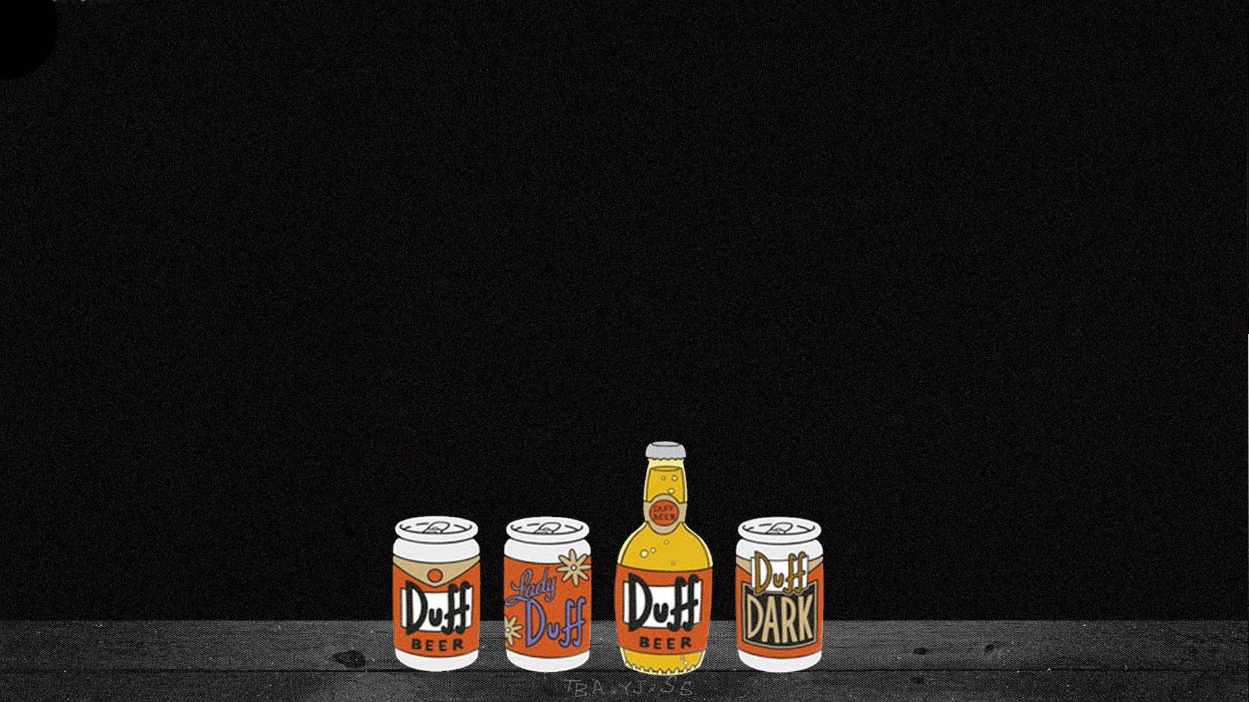 1820x1024 Duff Beer Alcohol Simpsons Black Wallpaper Cartoon Black Background HD Wallpaper
