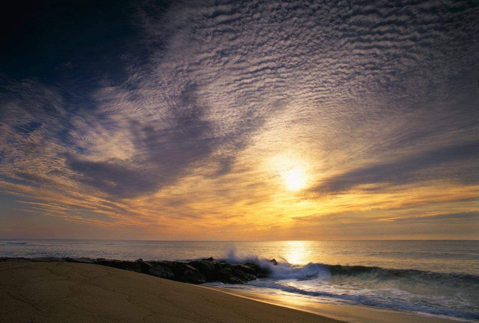 1600x1080 Beach wallpaper: Sunset Maryland Nature Beaches Crashing