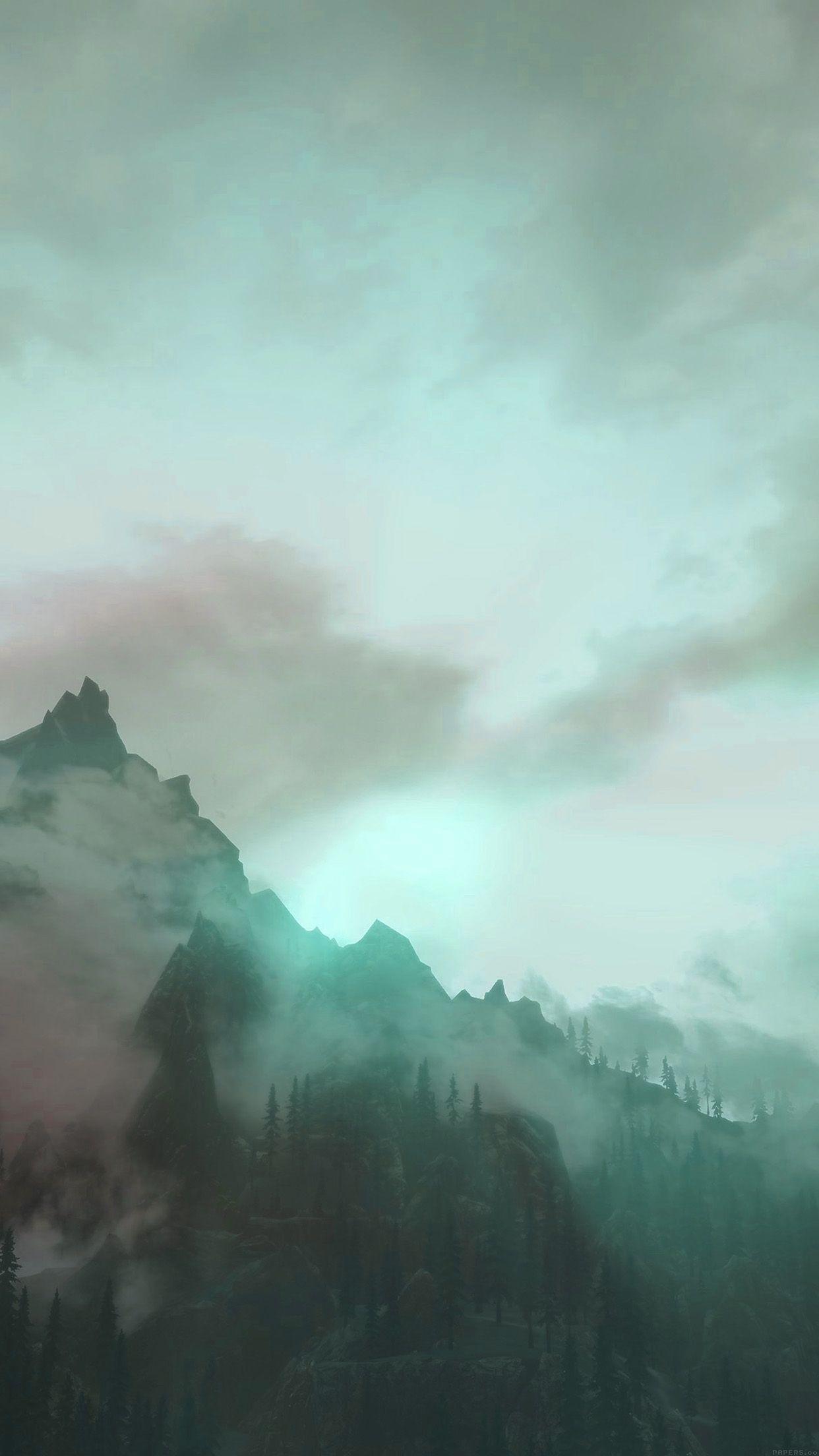 1242x2208 Foggy Mountain Sunshine Nature