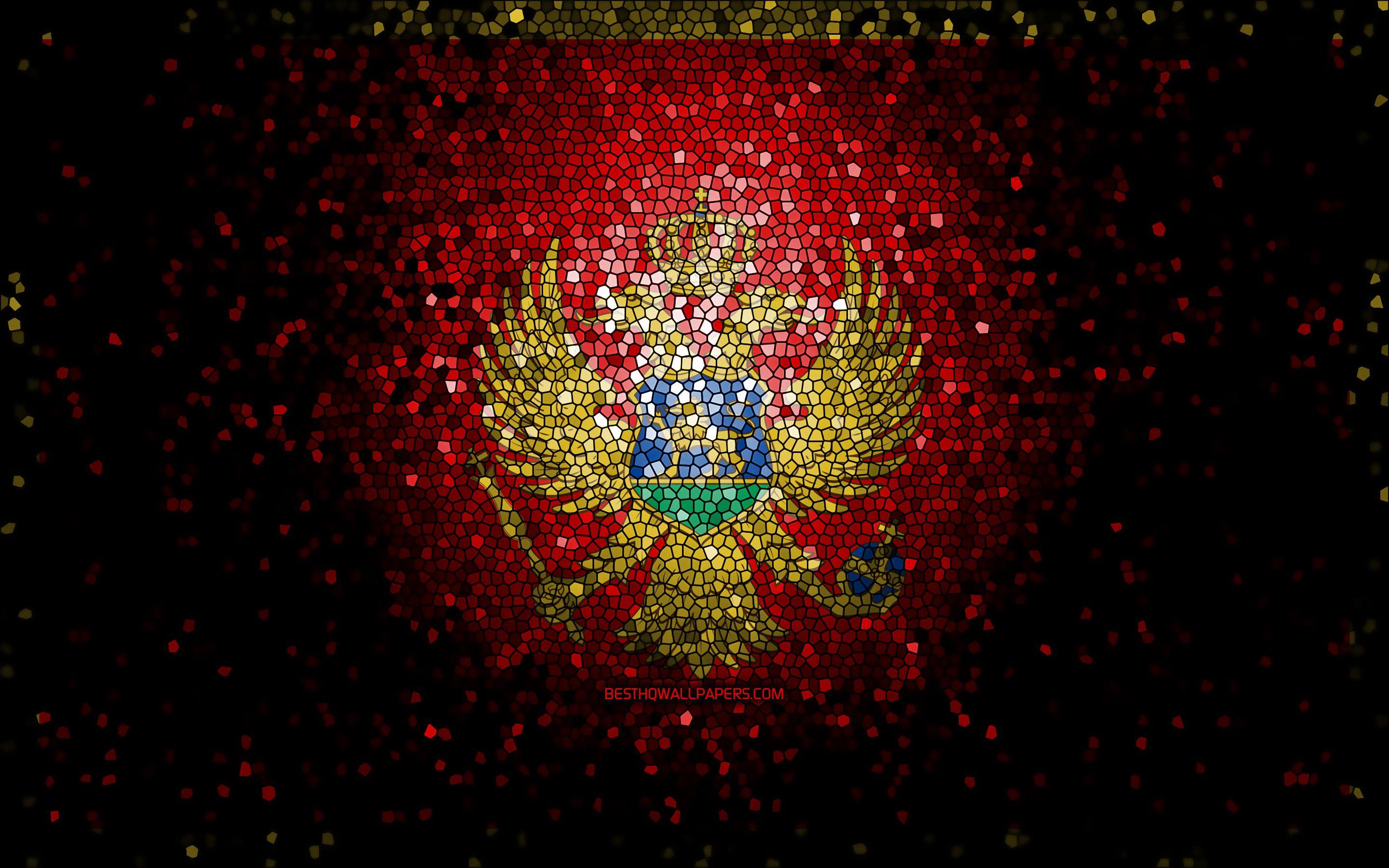 2880x1800 wallpaper Montenegrin flag, mosaic art .