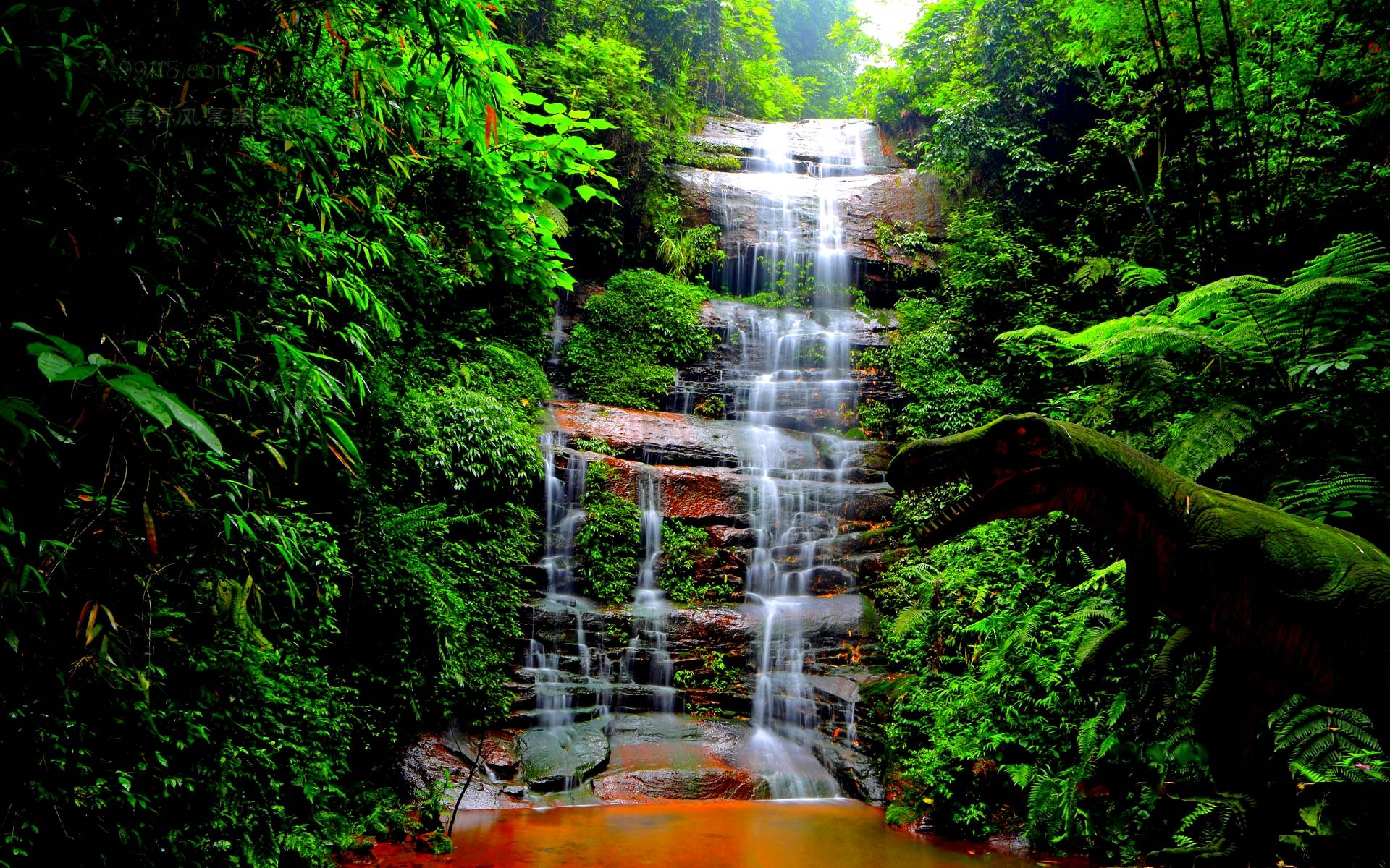 1920x1200 Forest Waterfall Wallpaper .