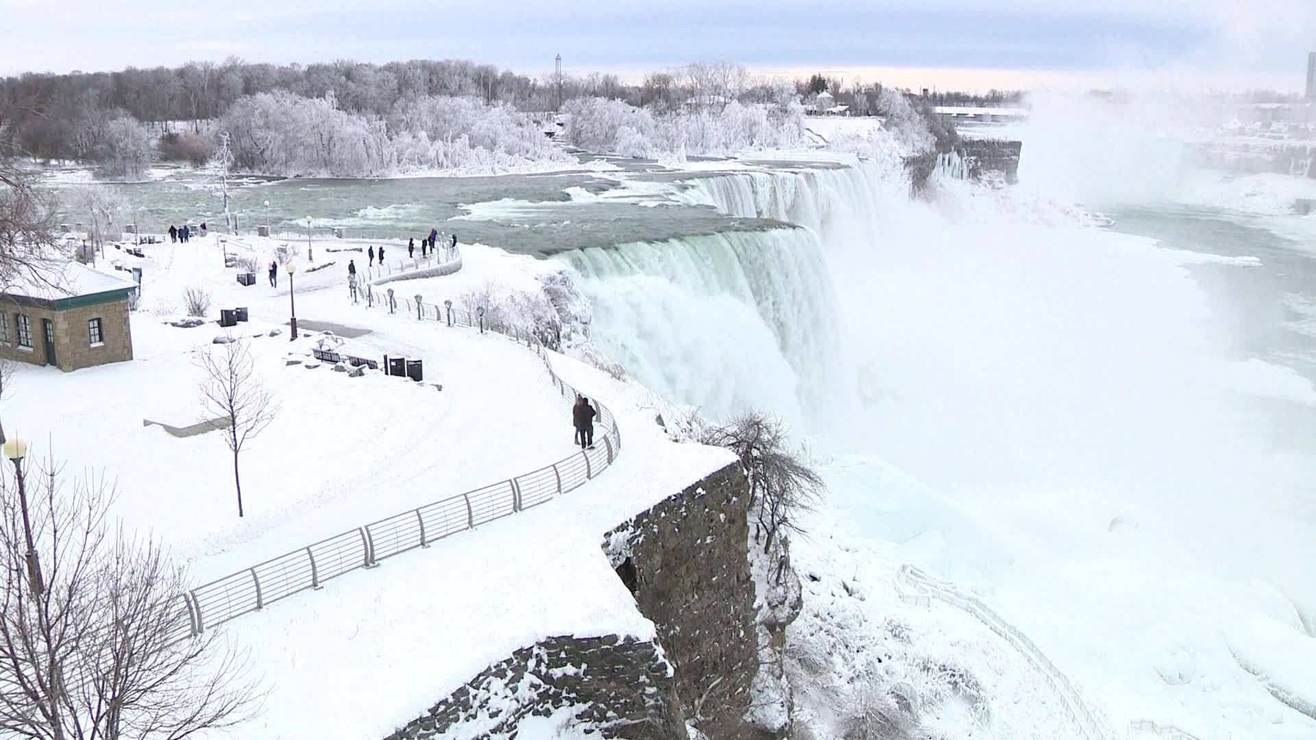 1920x1080 frozen Niagara Falls are going viral .