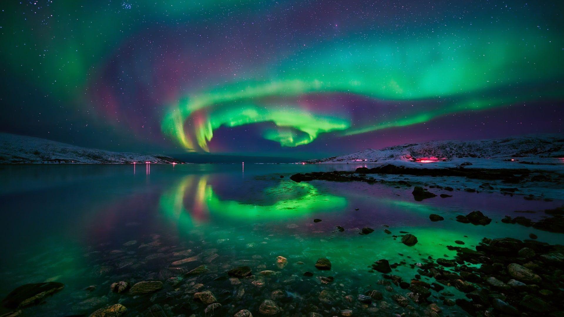 1920x1080 night sky aurora borealis starry night .com