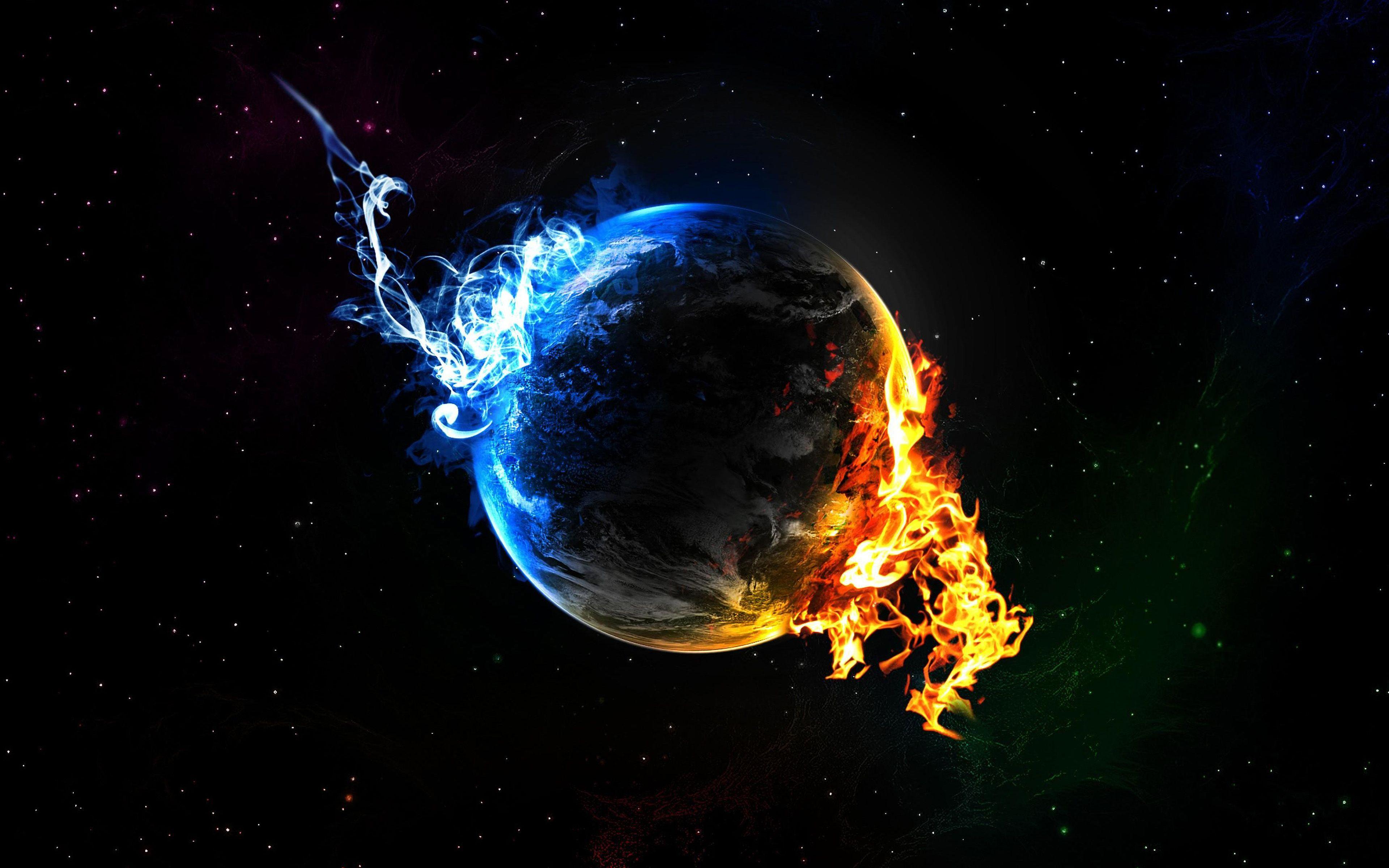 3840x2400 wallpaper Earth in fire, 4k, Earth .