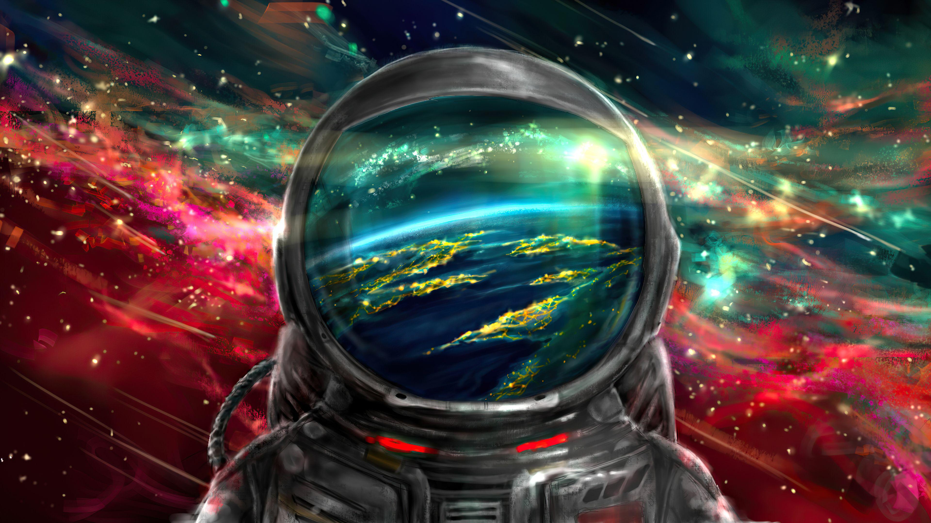 3840x2160 Astronaut Colourful Background 4K .