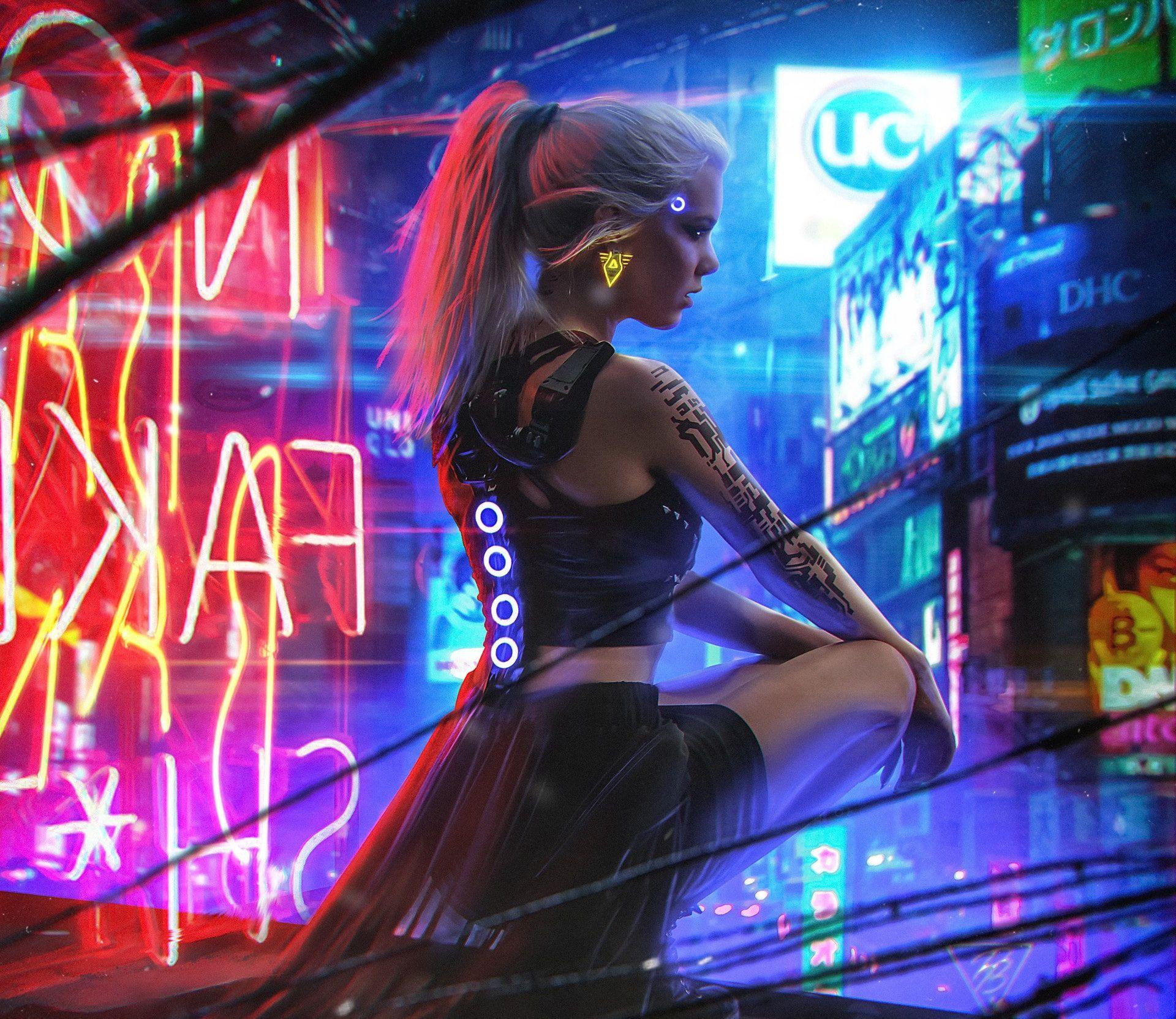 1920x1663 digital art #women #blonde #futuristic .com