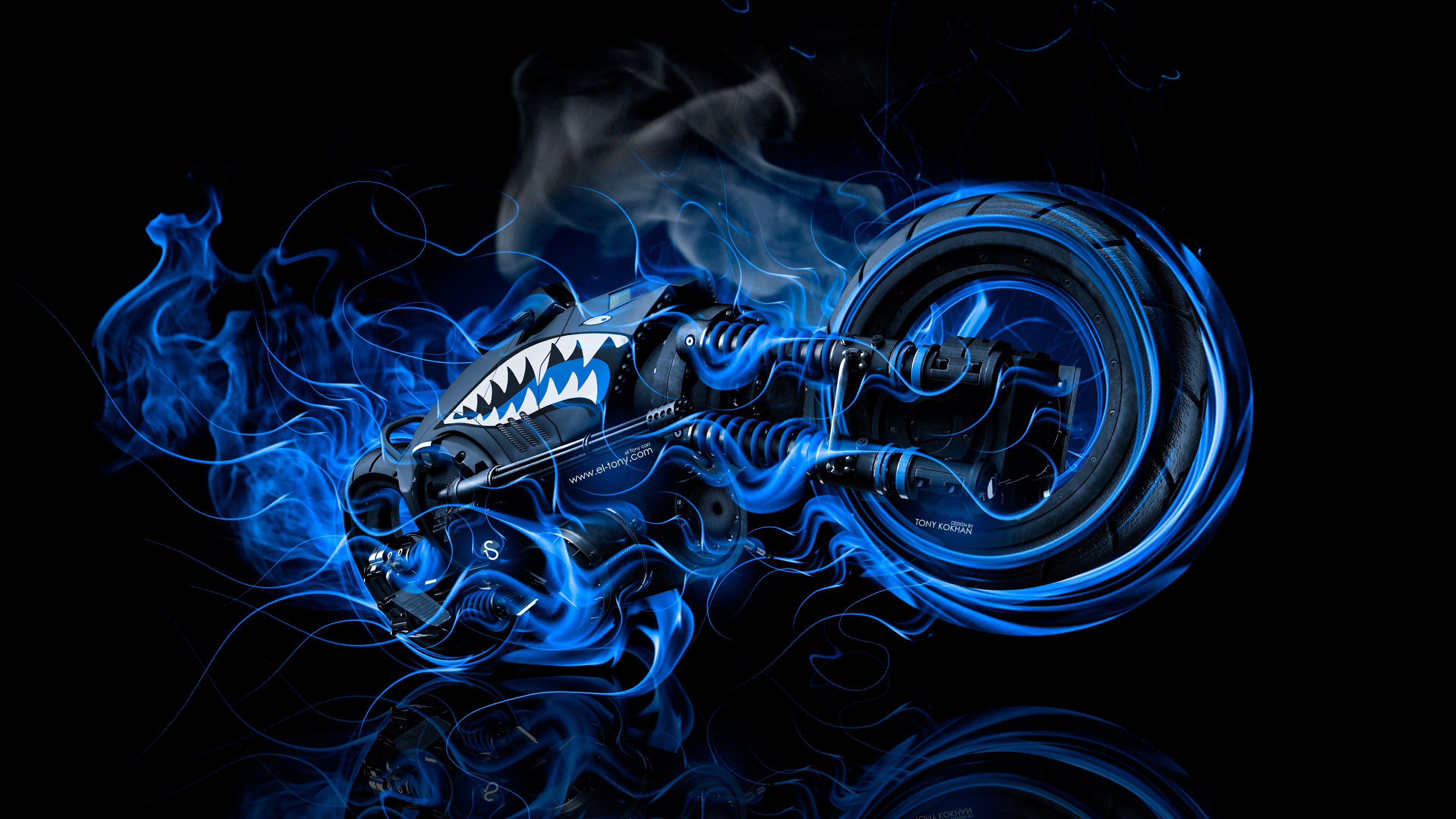 3840x2160 Moto Gun Super Fire Flame Abstract Bike .el