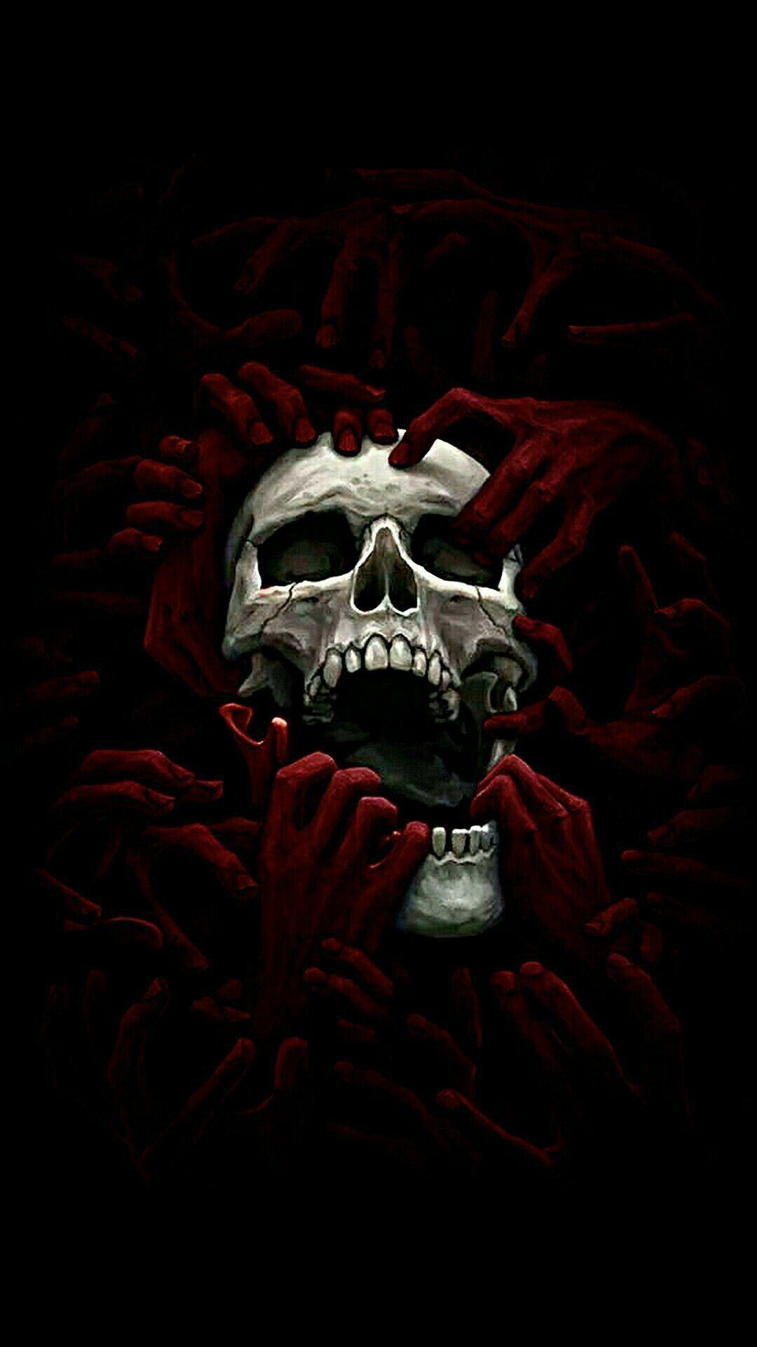 1080x1920 Red And Black Skull Wallpaper
