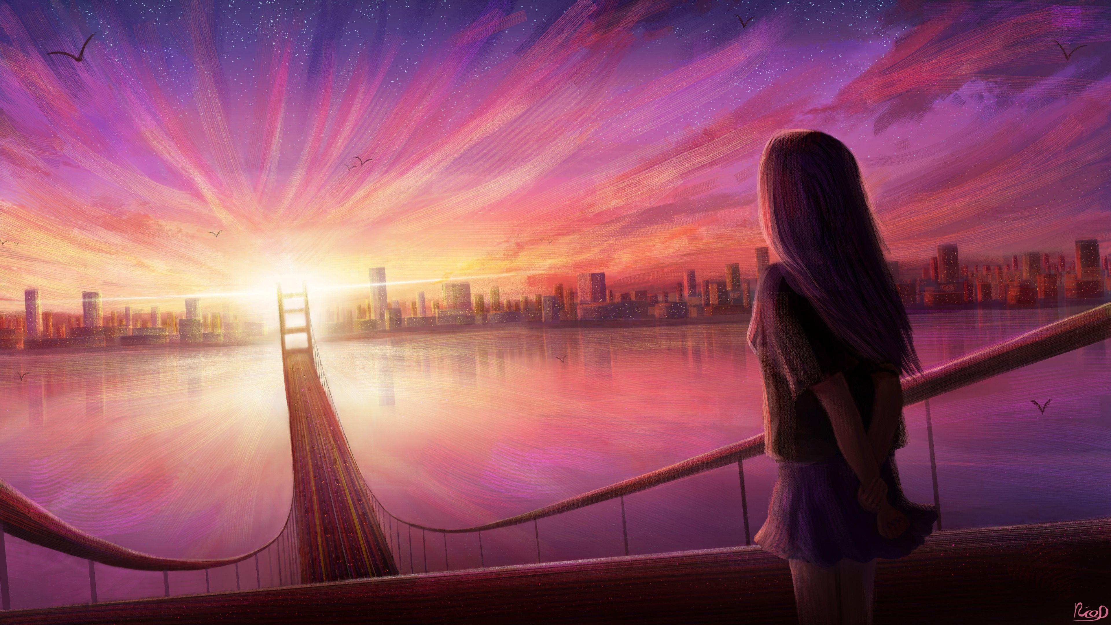 3840x2160 Girl 4K Wallpaper, Dream, Pink, Sunrise .