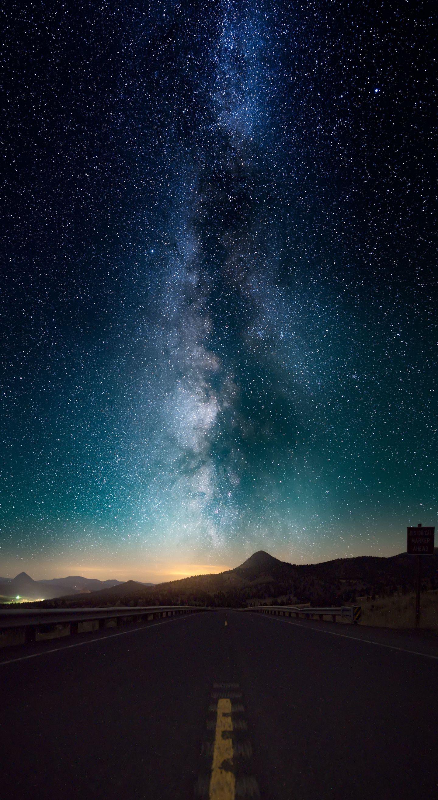 1440x2630 Starry Sky, Night, Road, Milky Way, Wallpaper Sky Wallpaper 4k
