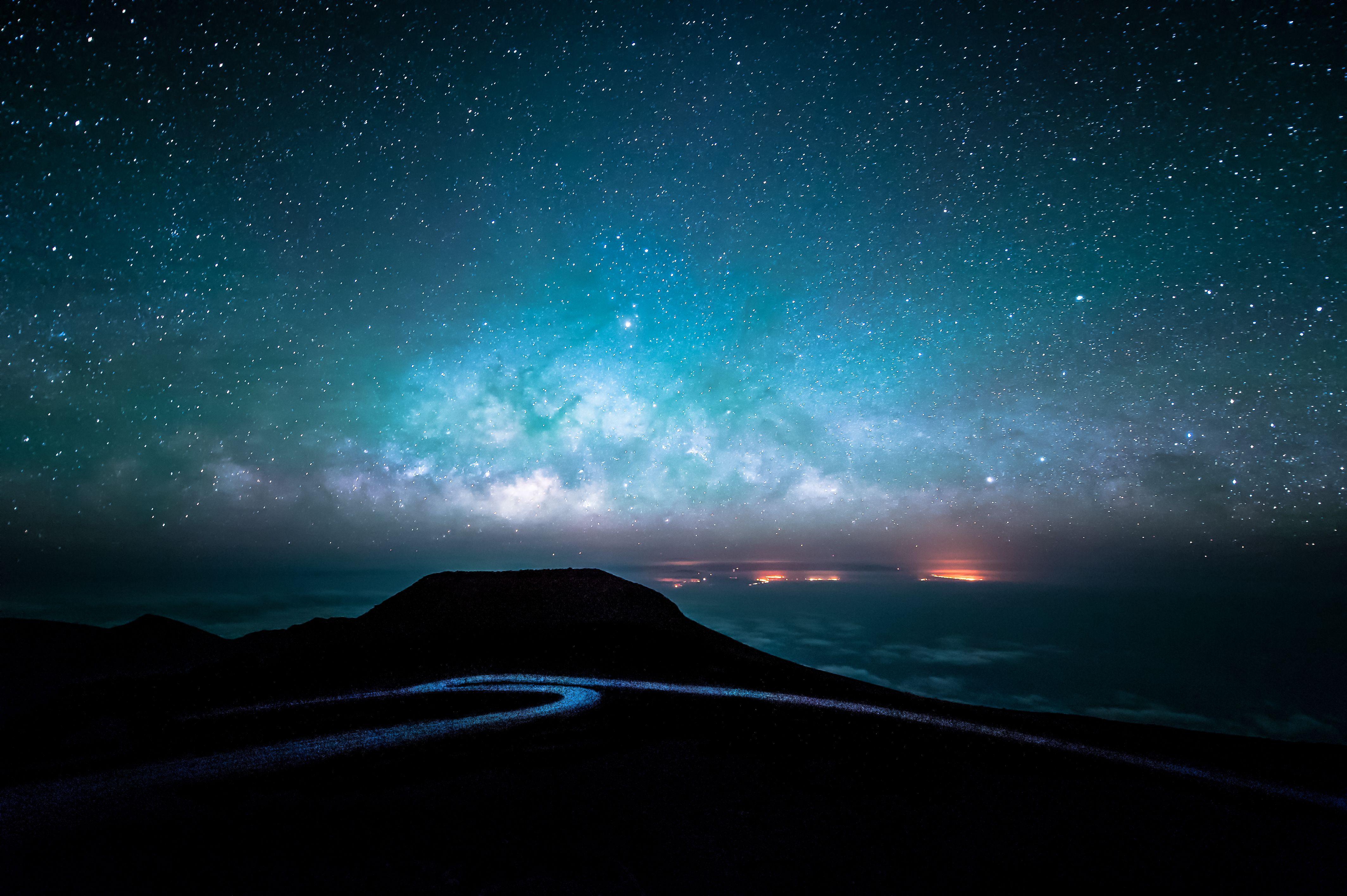 4256x2832 Title Starry Sky Over Road At .