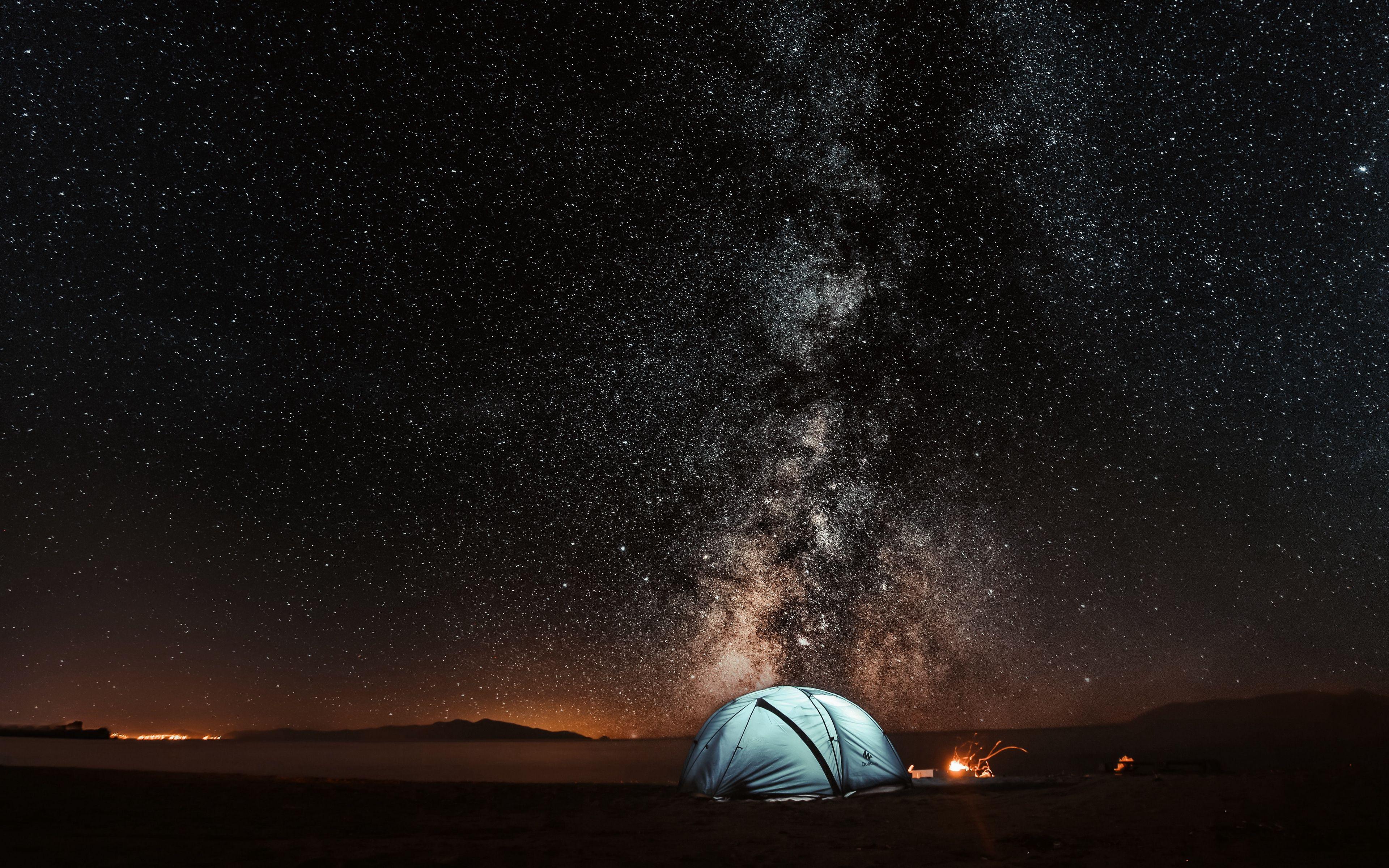 3840x2400 Wallpaper Tent, Starry Sky, Night .itl.cat