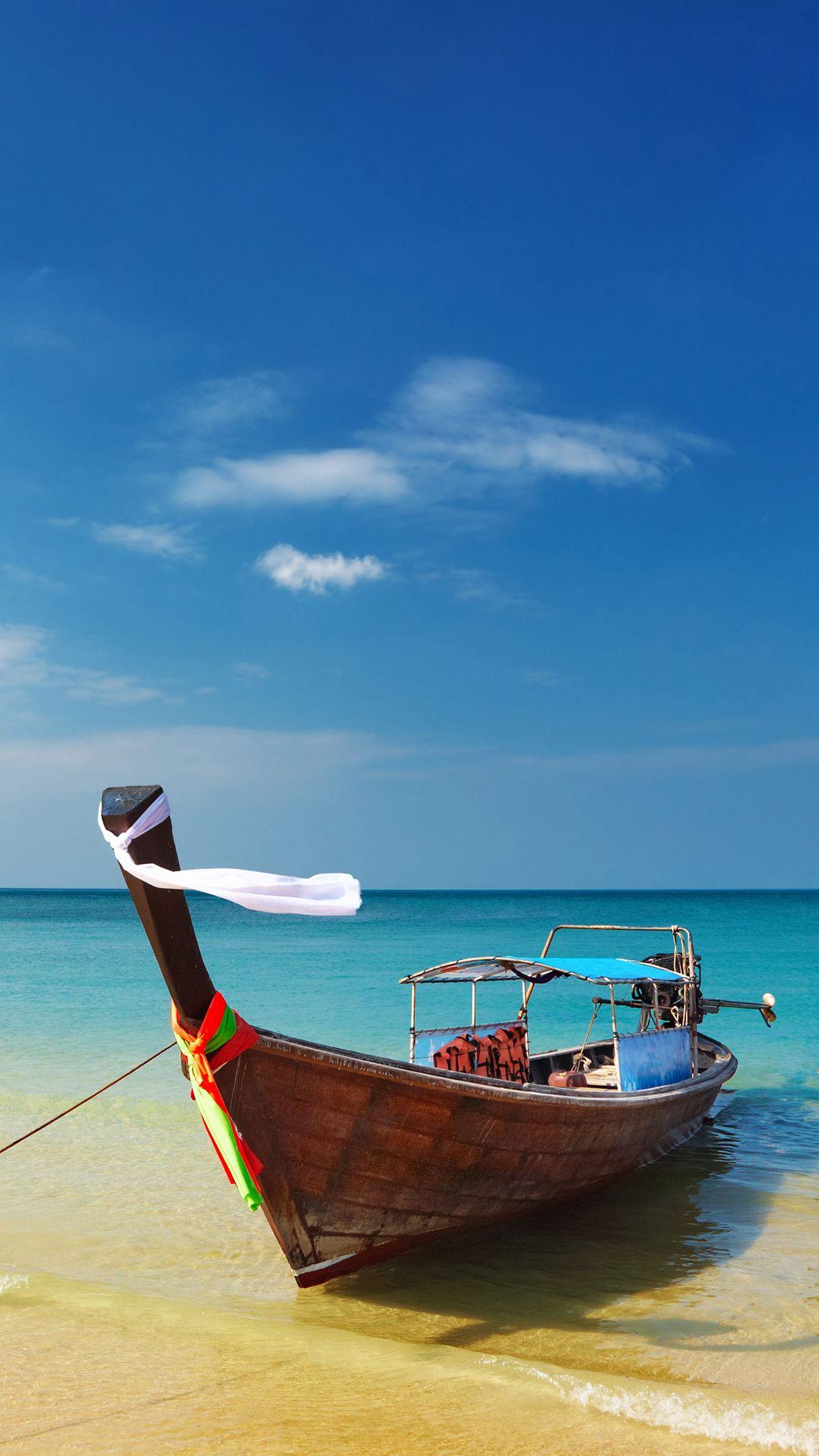 1080x1920 Thailand Beach Shore Boat Android .