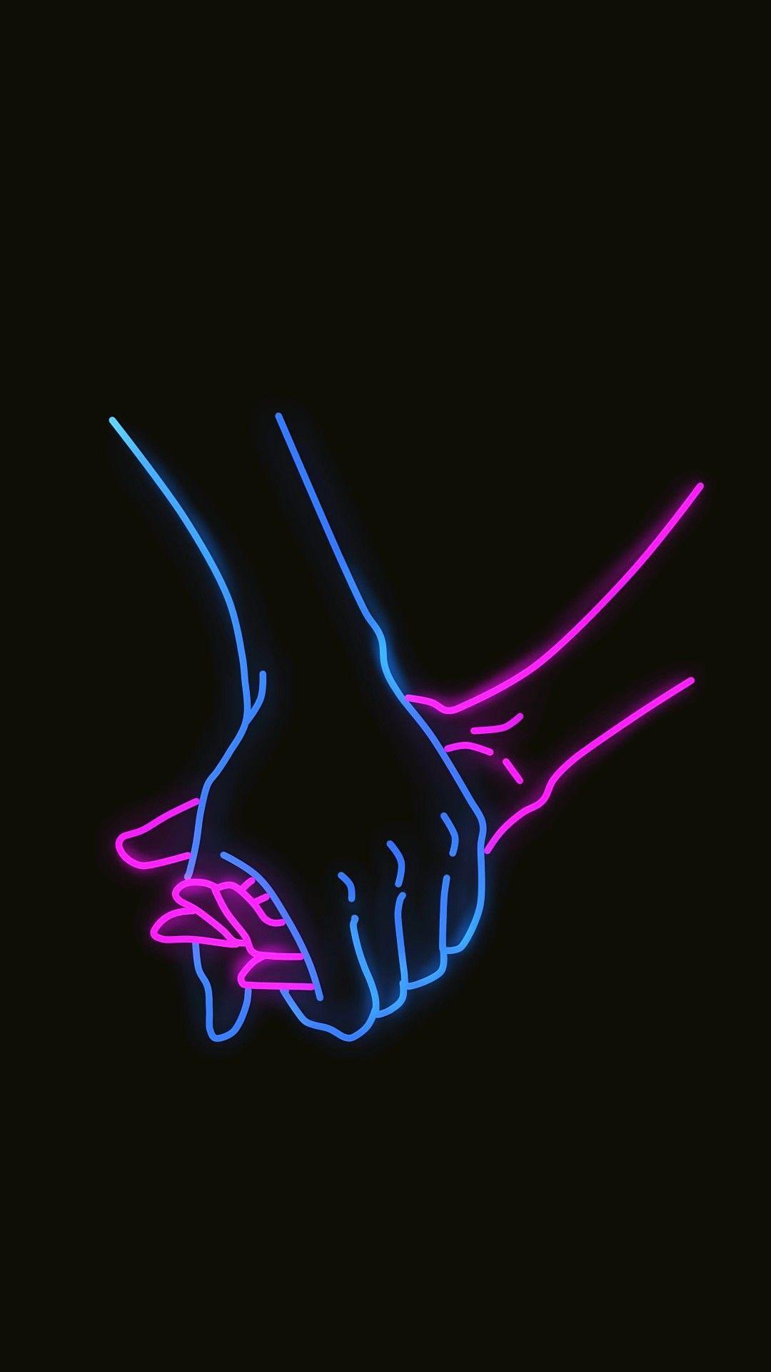 1080x1920 Holding Hands Neon HD Wallpaper .com