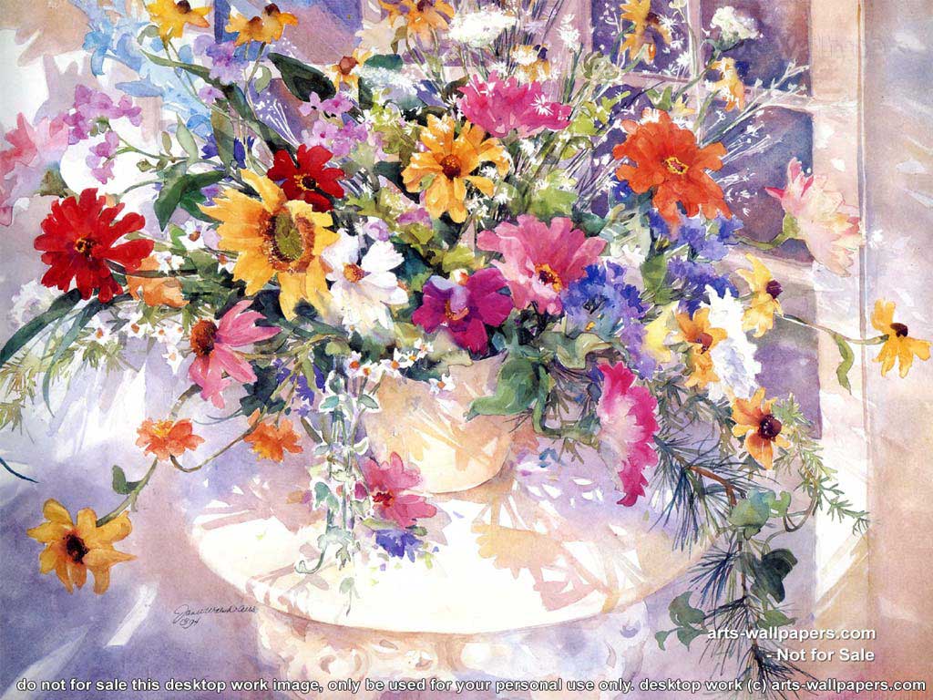 1024x768 Flower Painting Art Wallpaper All .