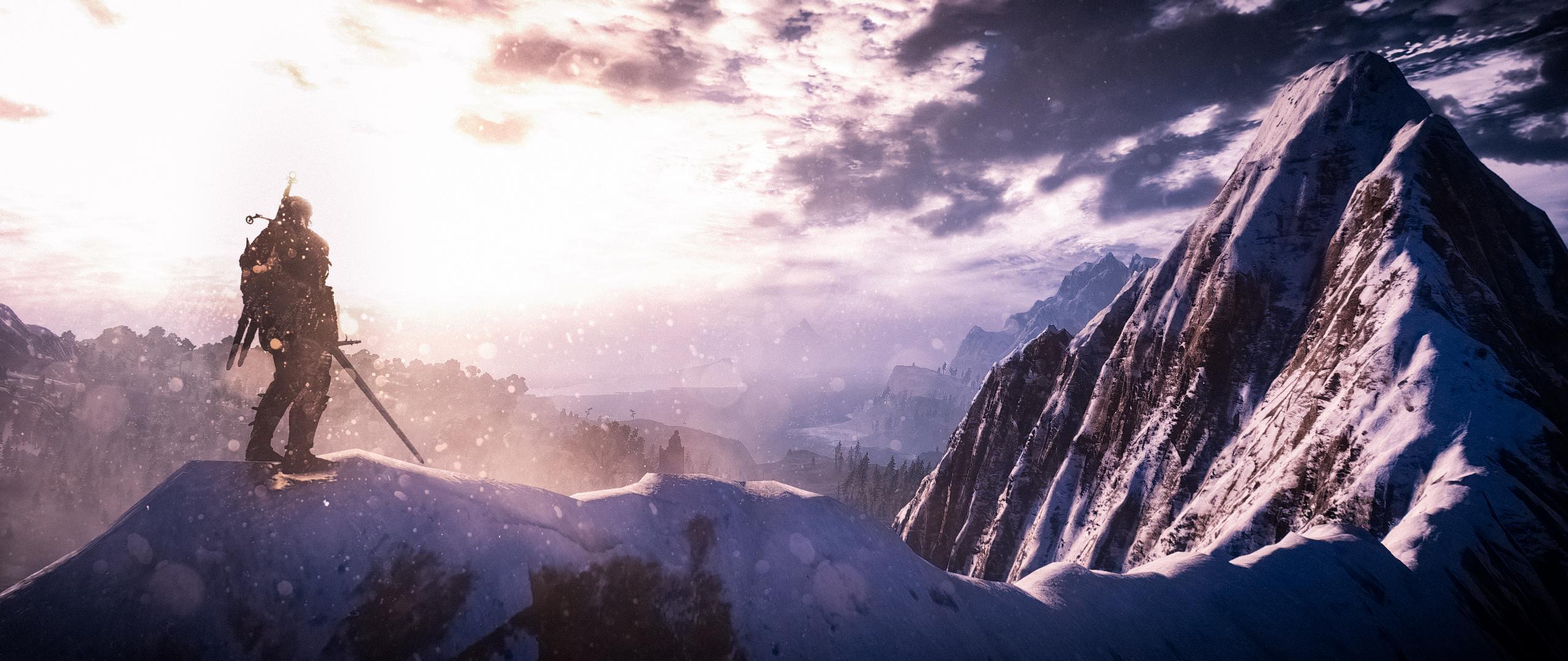 2560x1080 Geralt of Rivia atop Skellige .