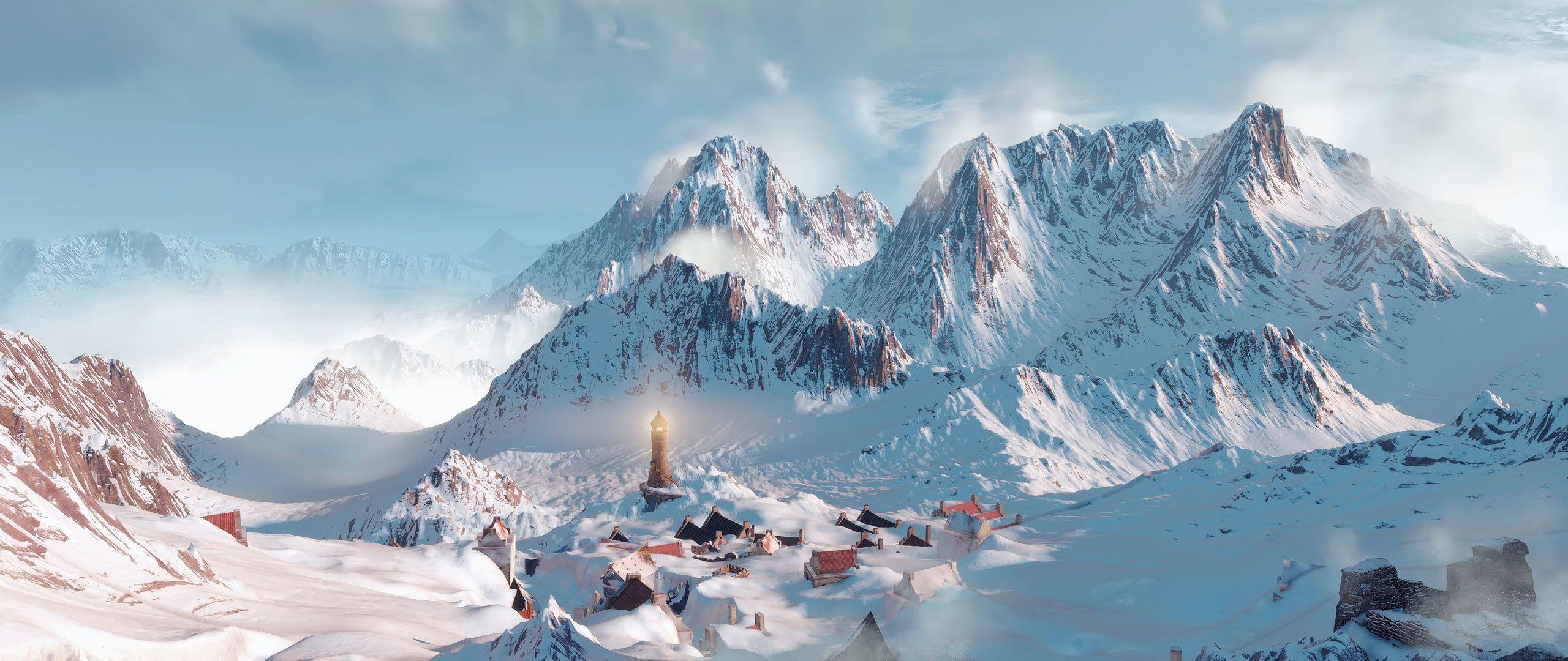 2560x1080 Download wallpaper snow, mountains, The .