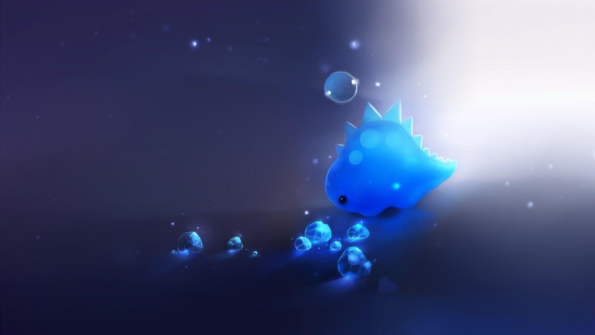 1920x1080 Art apofiss bubble crystal blue light .