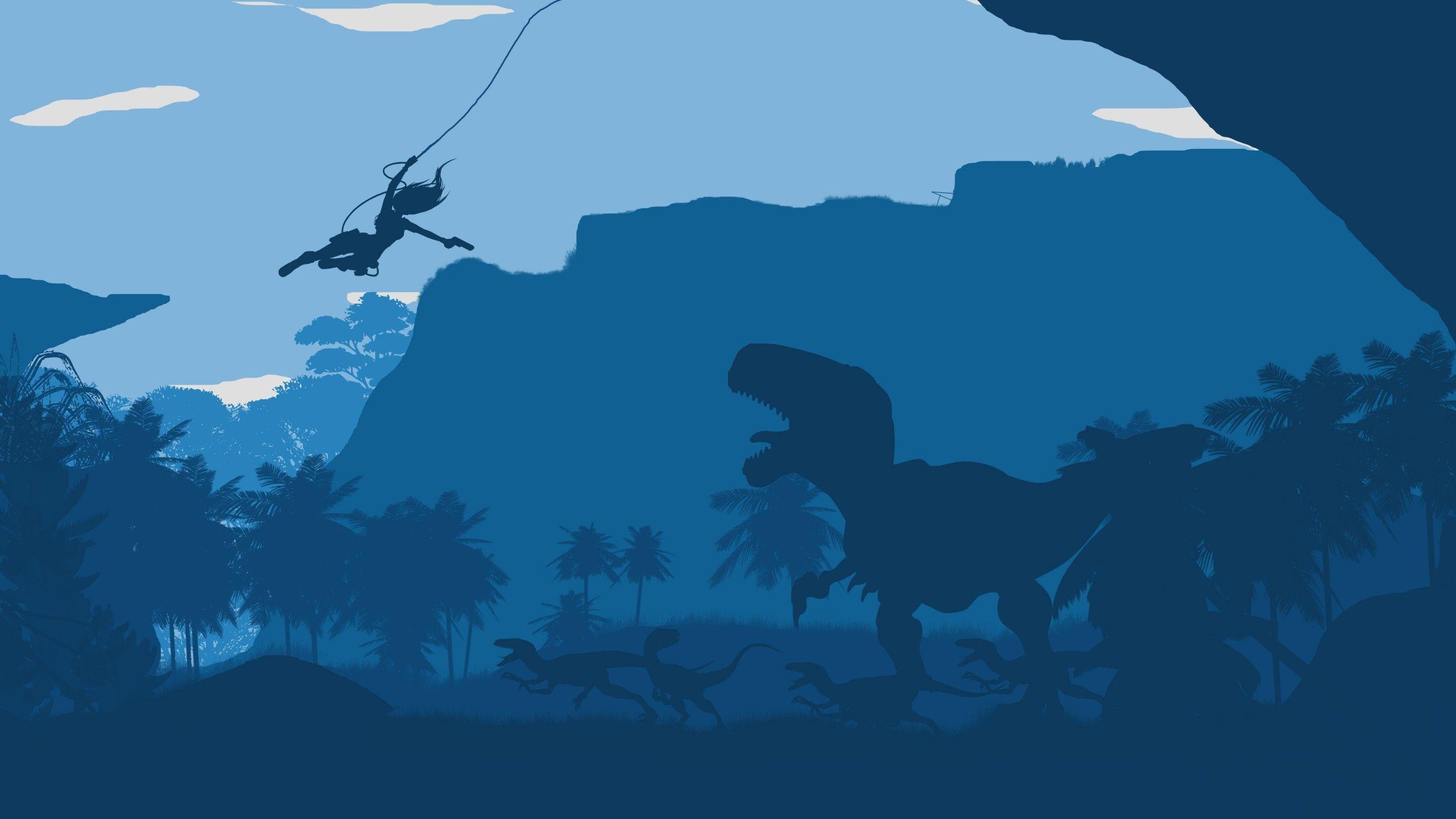 2560x1440 Wallpaper tomb raider, forest, dinosaur .