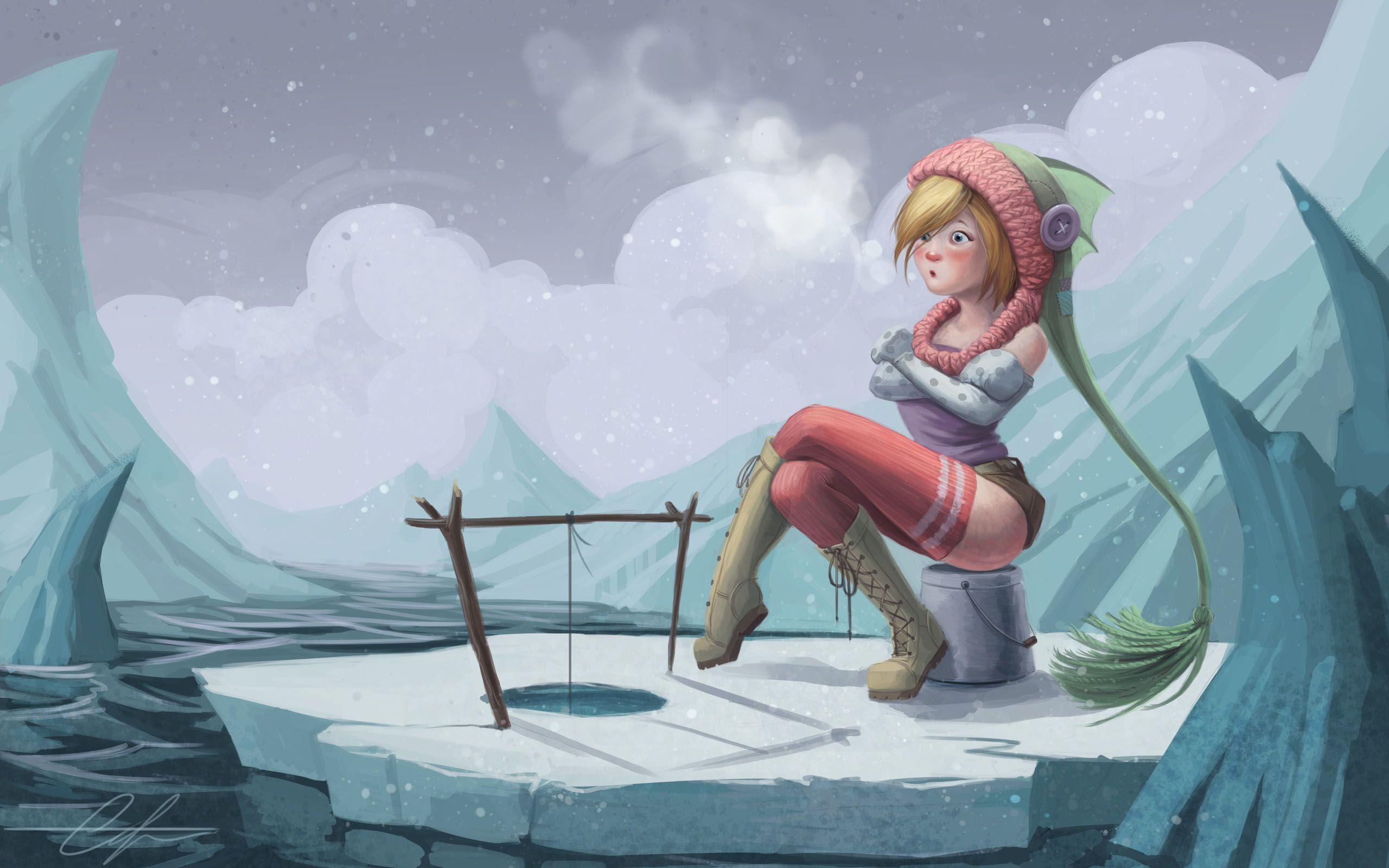 2560x1600 Girl In Cold Weather Fantasy Artwork .