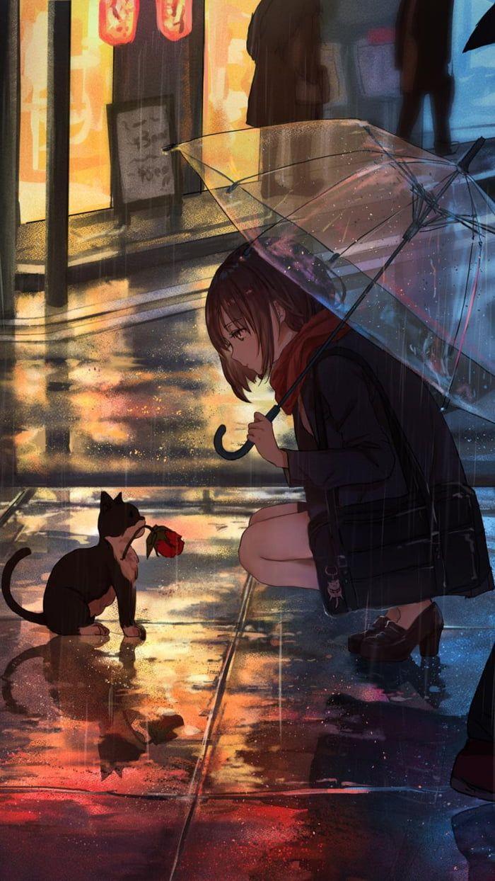 700x1244 Rainy day. Anime scenery, Anime scenery wallpaper, Anime art girl