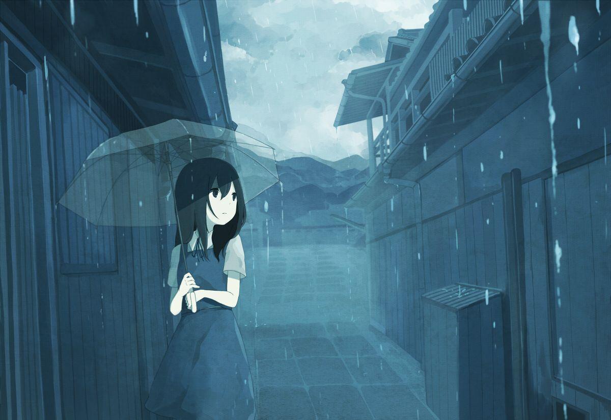 1200x825 Anime Sad Girl Scenery Rain Wallpaper .