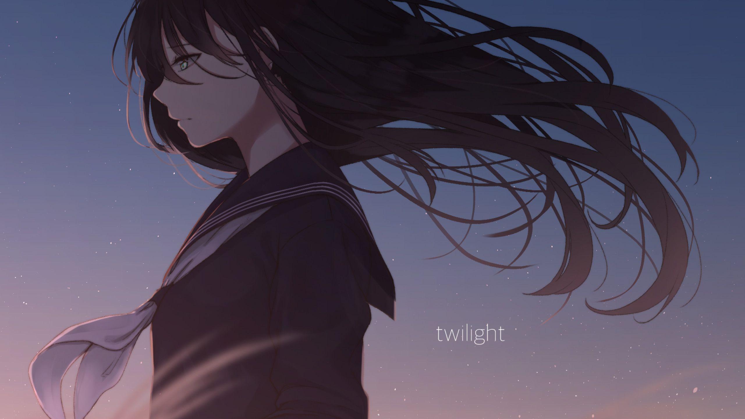 2560x1440 Anime Sad Girl Scenery Wallpaper .