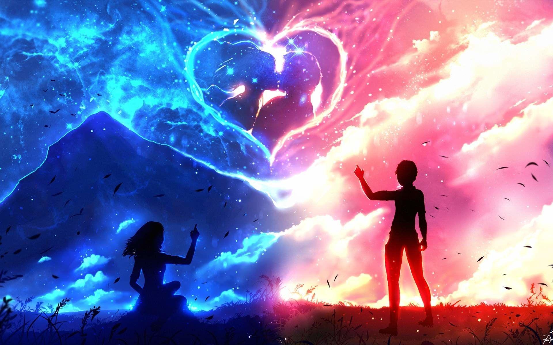 1920x1200 Love Couple Cute Anime Wallpaper