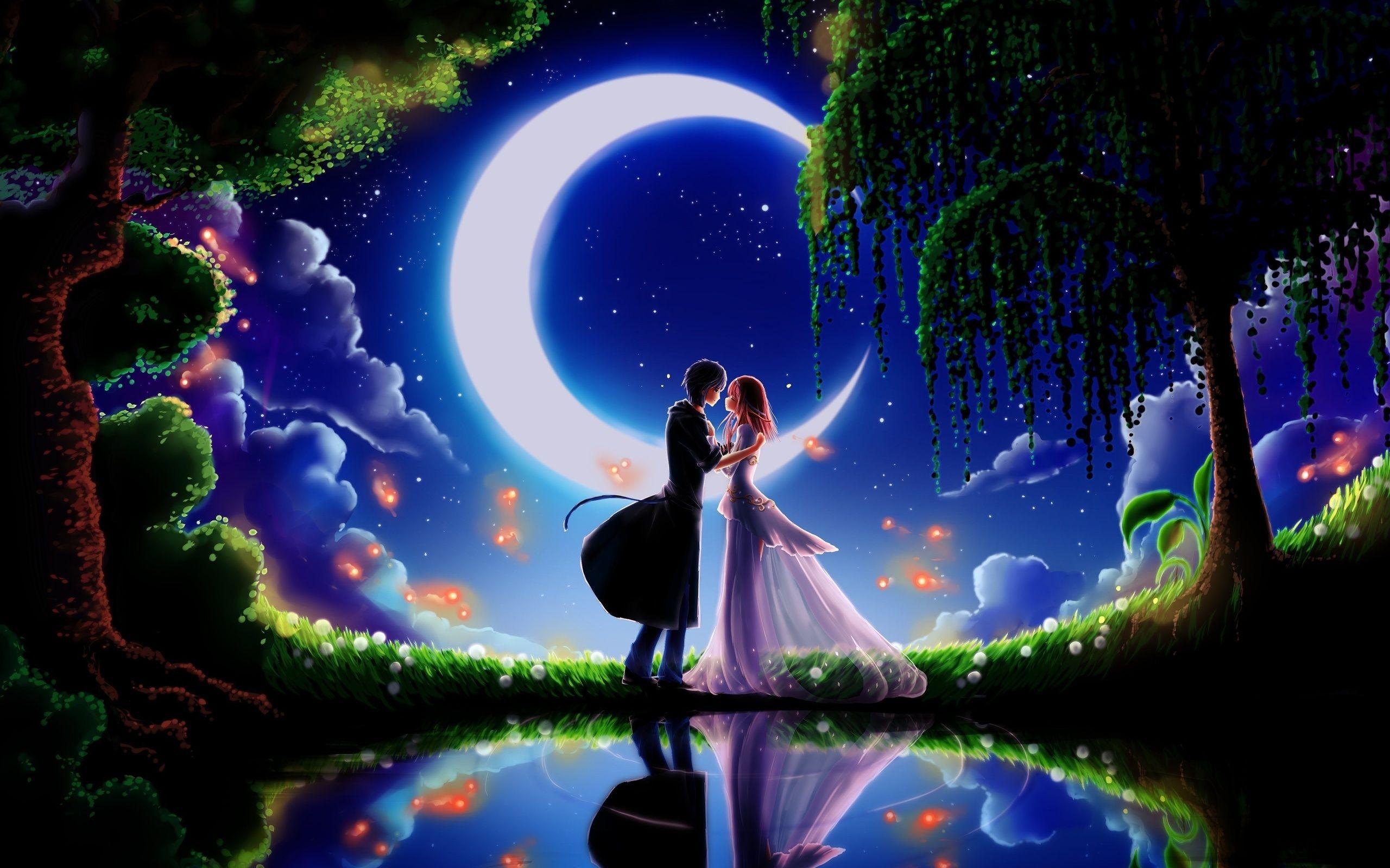 2560x1600 Romantic Night Scenery Romantic Anime .animenimania.