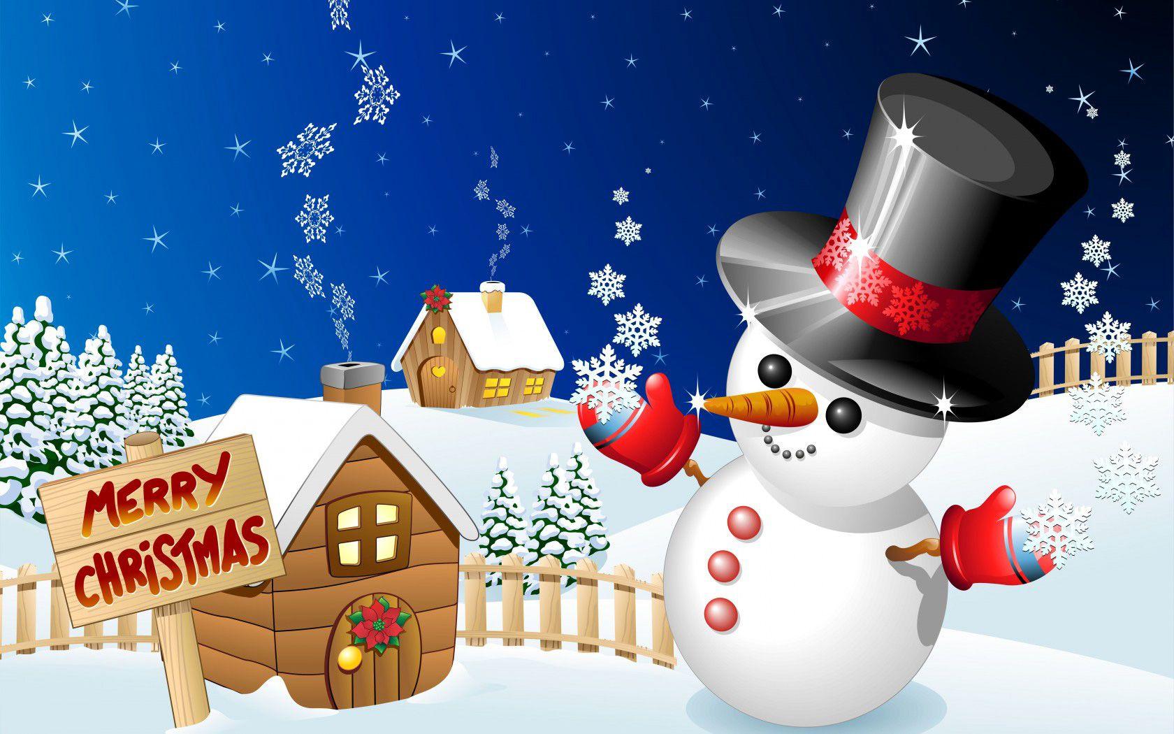 1680x1050 Merry Christmas Background With Snowman Quality Image And Transparent PNG Free Clipart