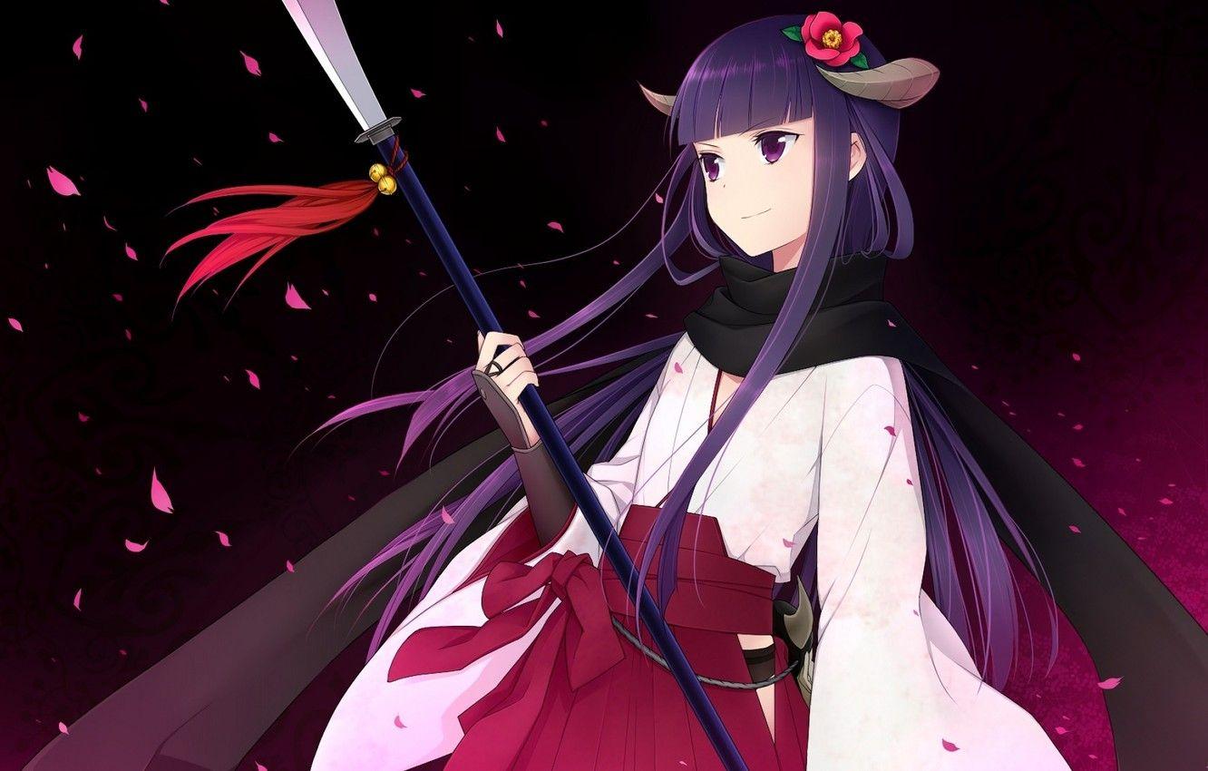 1332x850 Wallpaper girl, weapons, anime, Inu x .anime.