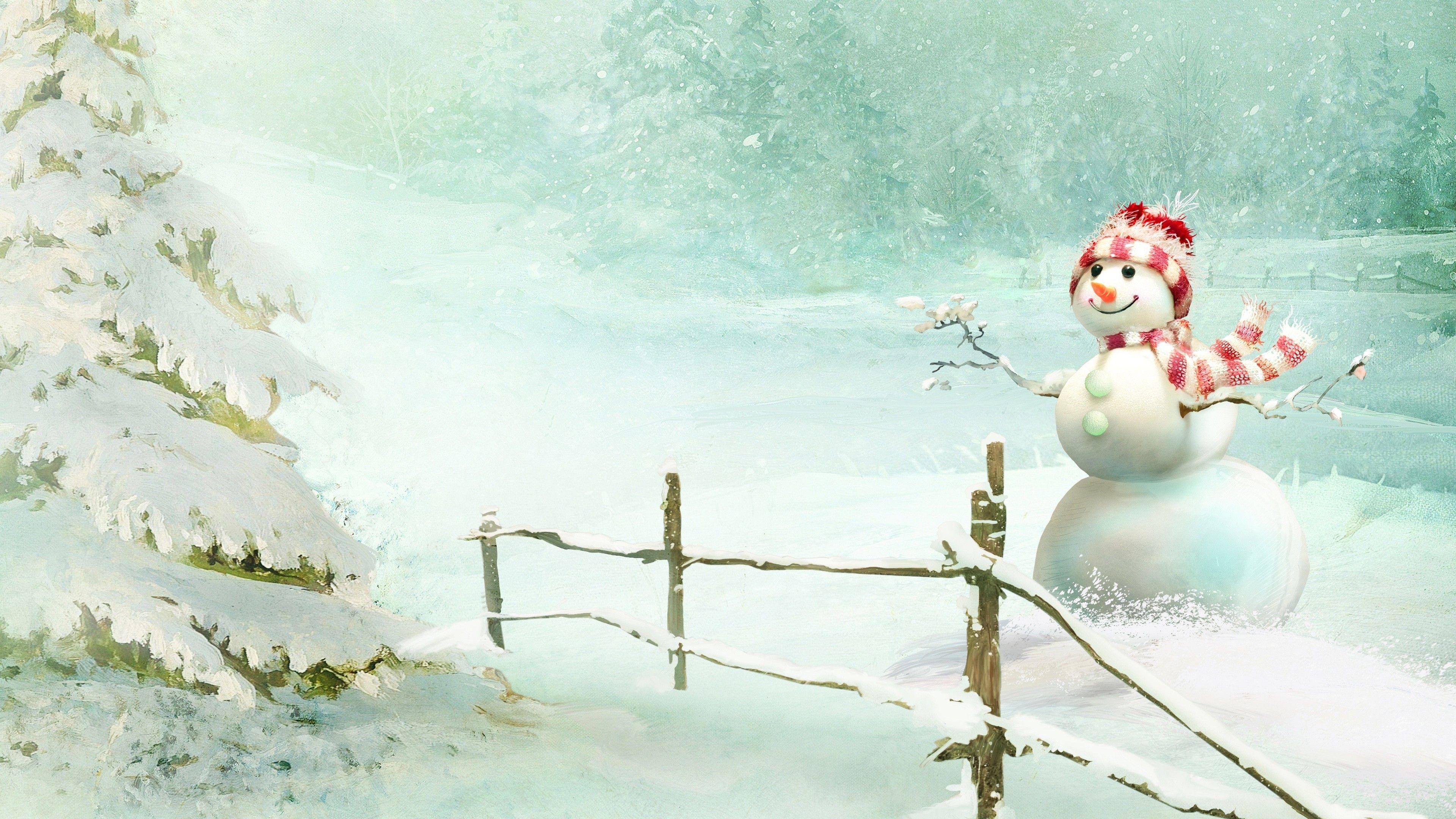 3840x2160 Christmas Snowman Wallpaper. HD .hdwallpaper.in