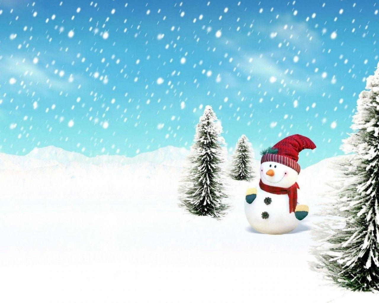 1280x1024 Christmas Snowman Image Wallpaper .