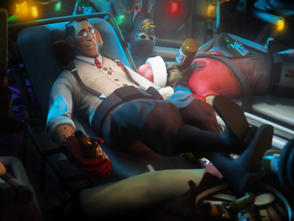 1024x768 team fortress morgue, medic .