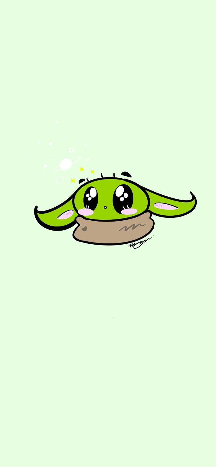 739x1600 Baby Yoda Cartoon Wallpaper .