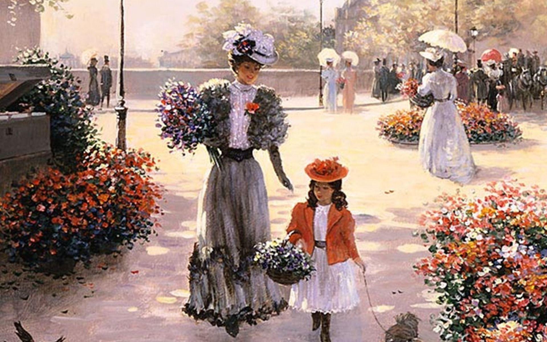 1920x1200 People Flower Market Venice wallpaper .