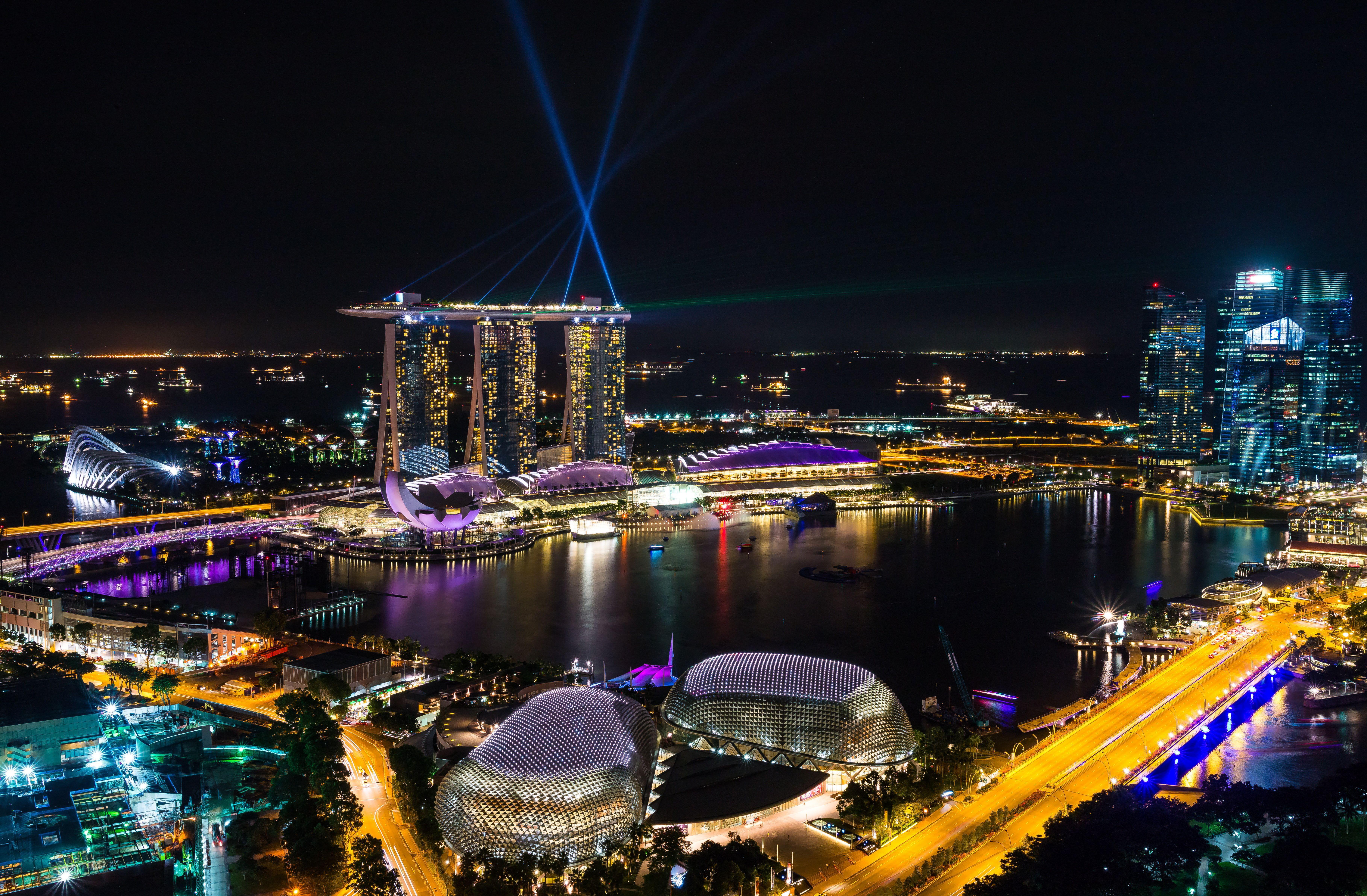 7275x4768 Night view Marina Bay K #Architecture #Singapore #Skyline K K # wallpaper #hdwallpaper #desktop. Singapore, Urban area, Top travel destinations